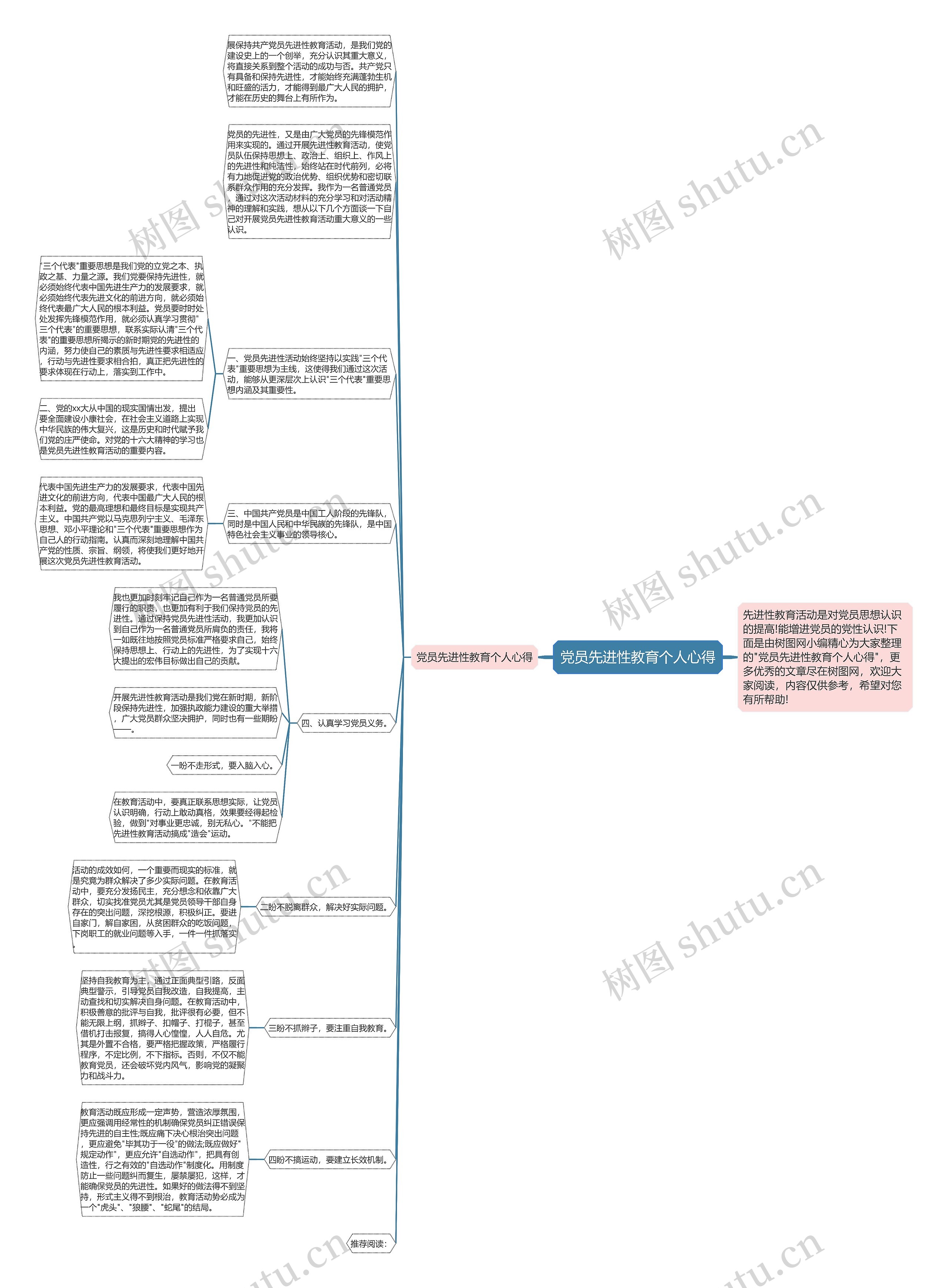 党员先进性教育个人心得思维导图