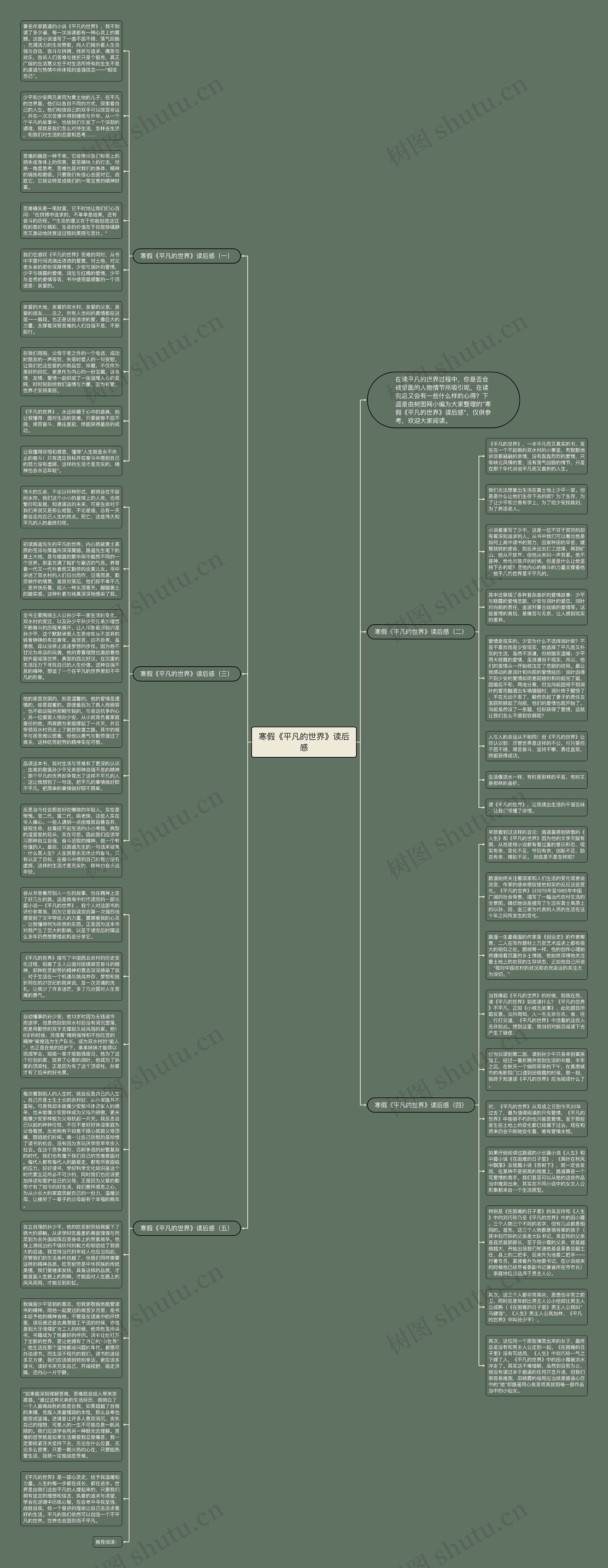 寒假《平凡的世界》读后感思维导图