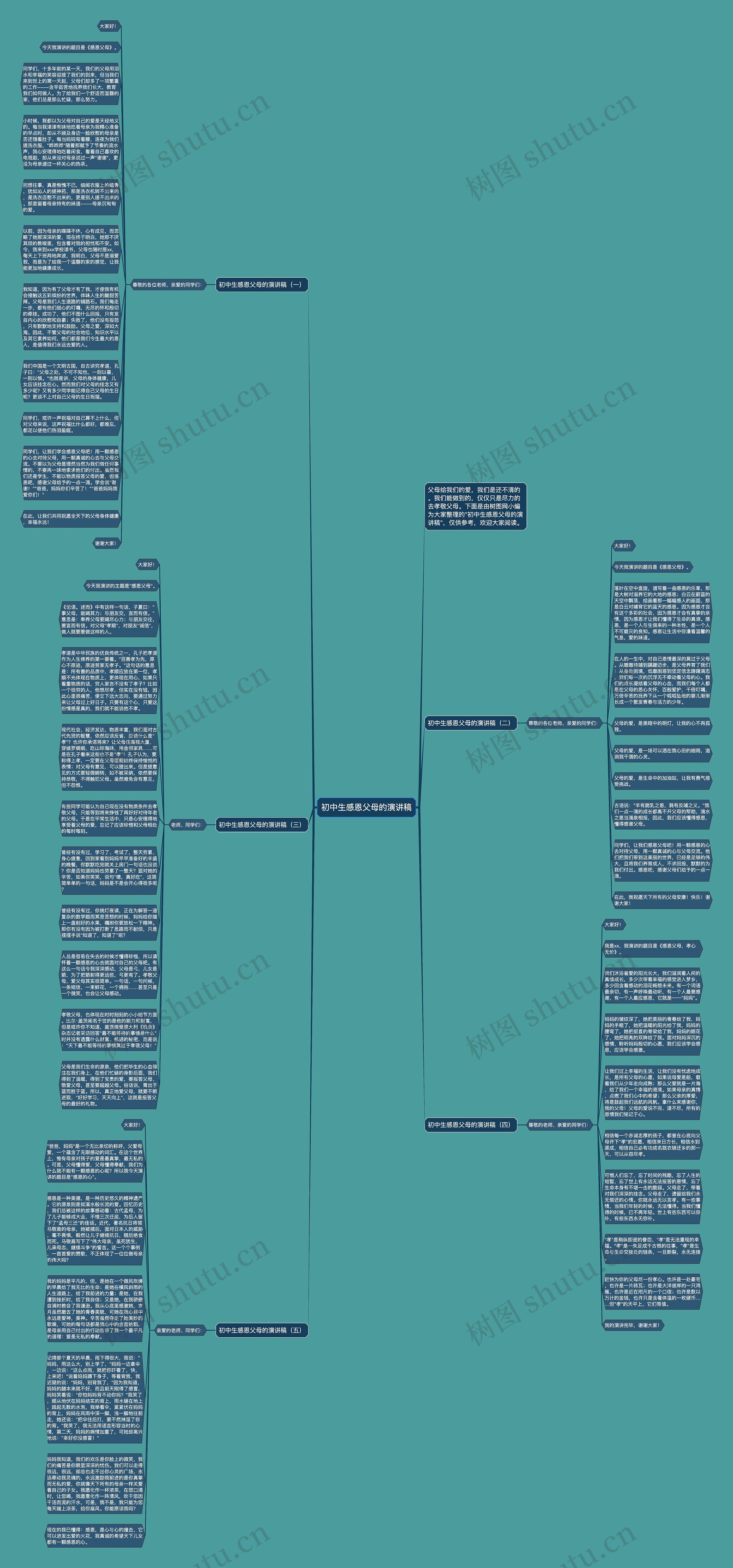 初中生感恩父母的演讲稿思维导图