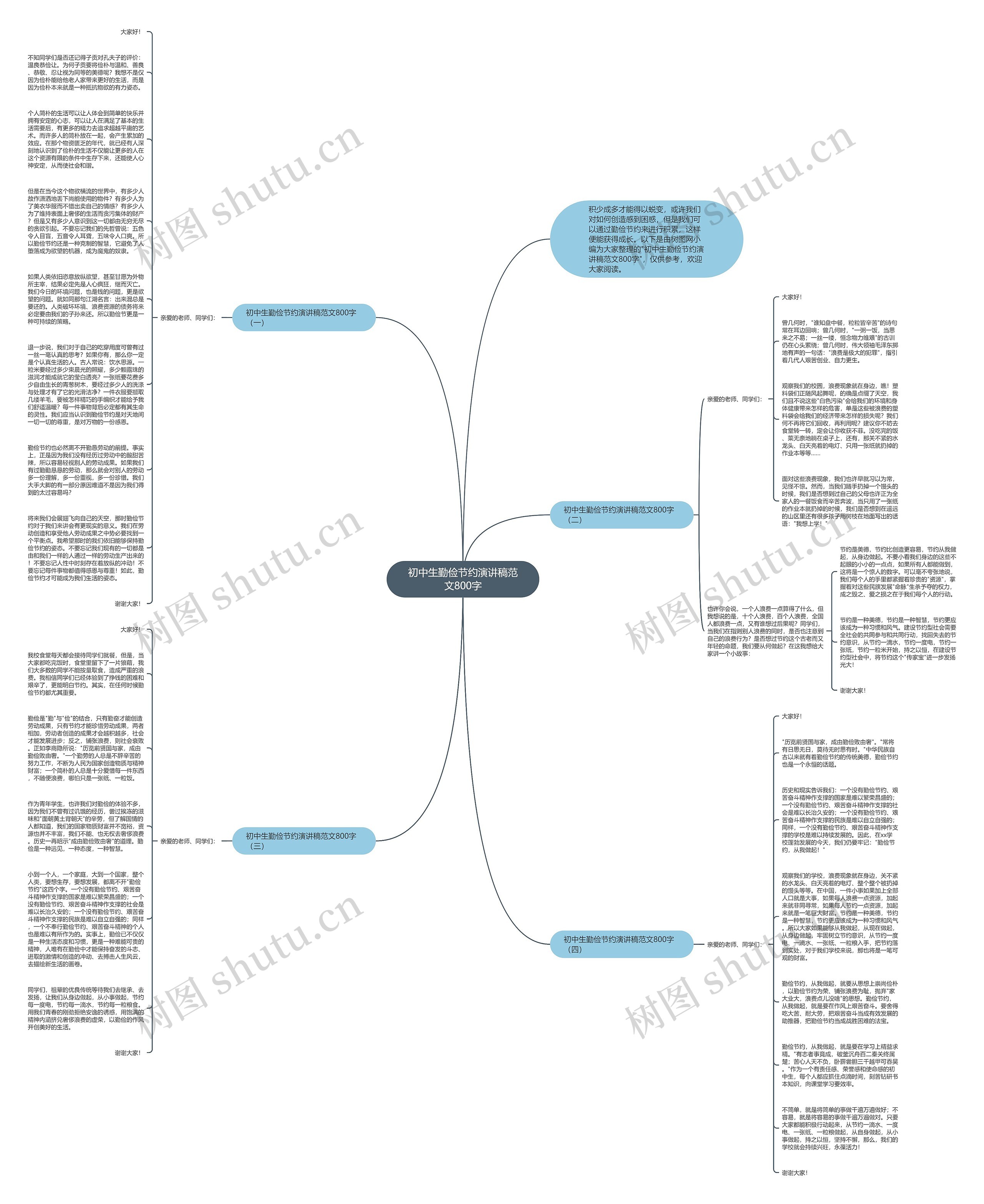 初中生勤俭节约演讲稿范文800字思维导图