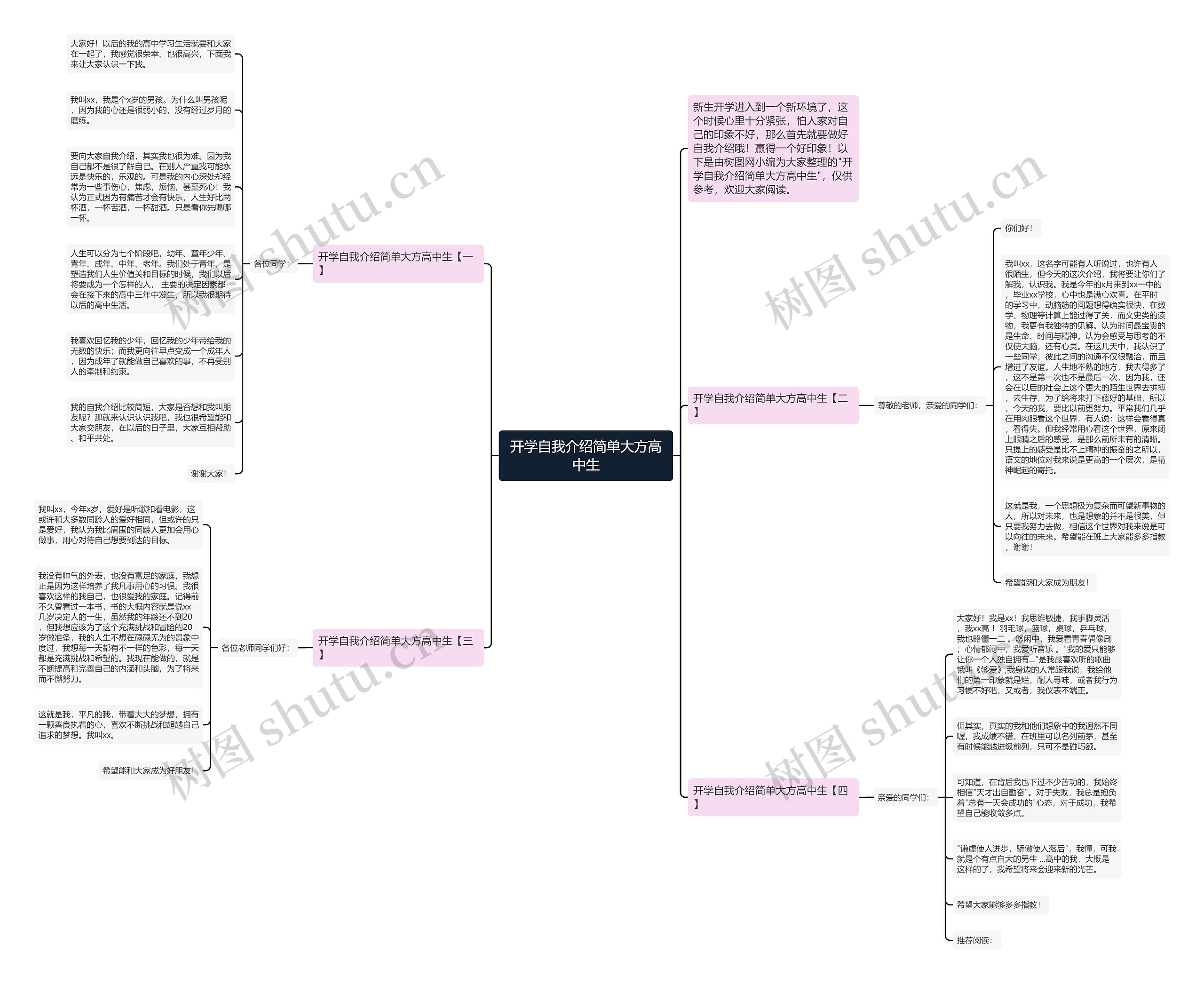 开学自我介绍简单大方高中生思维导图