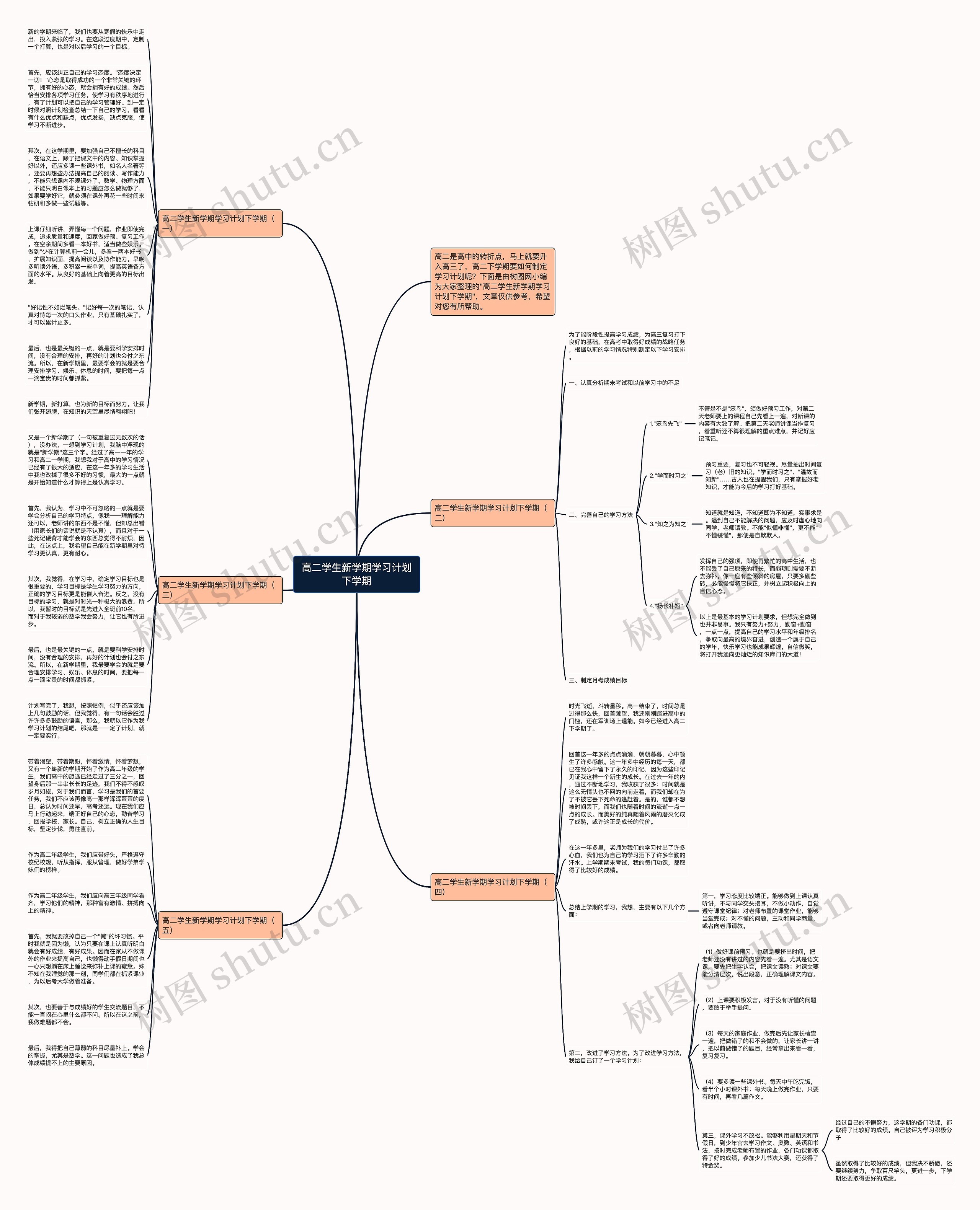 高二学生新学期学习计划下学期思维导图