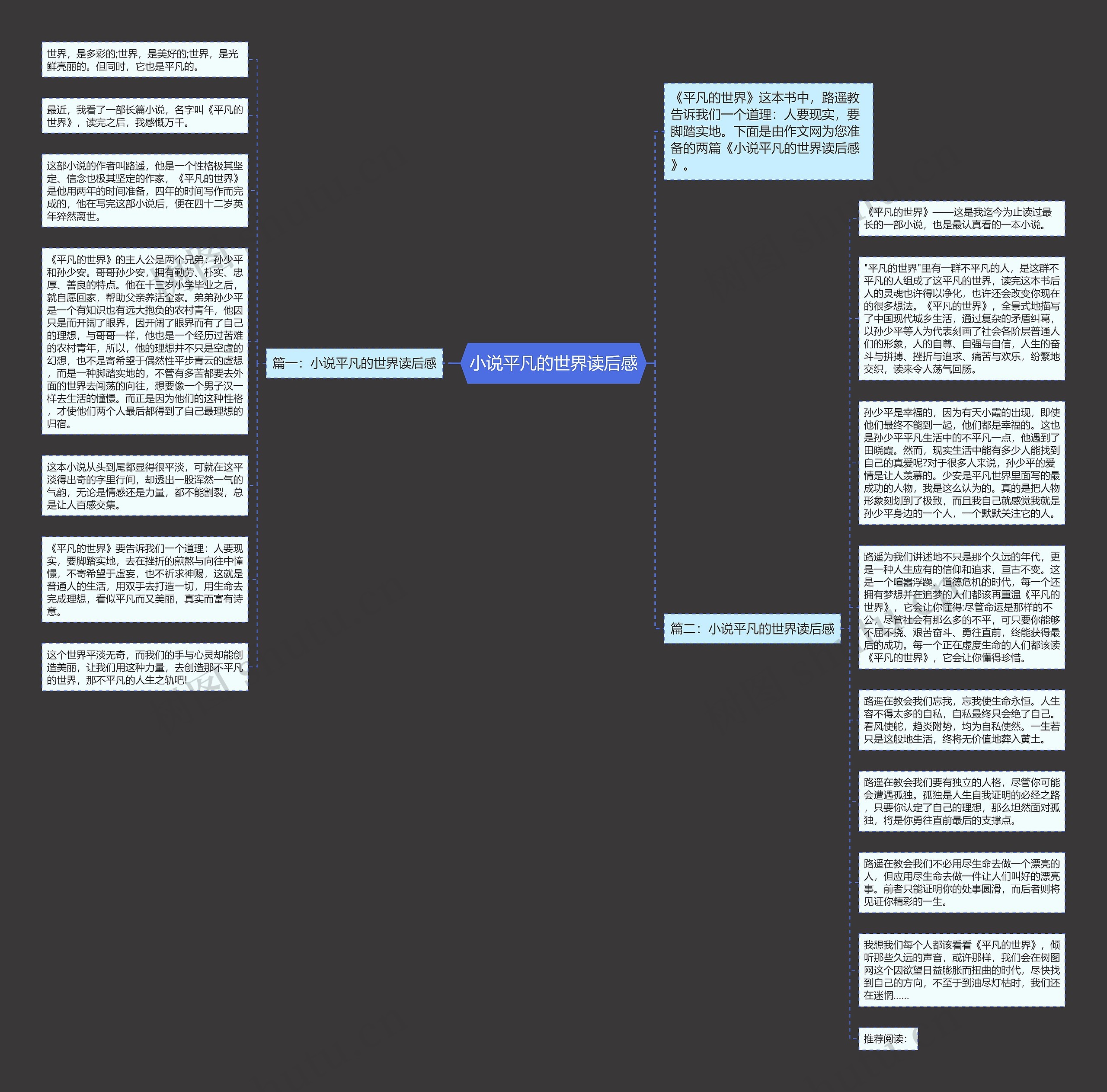 小说平凡的世界读后感思维导图