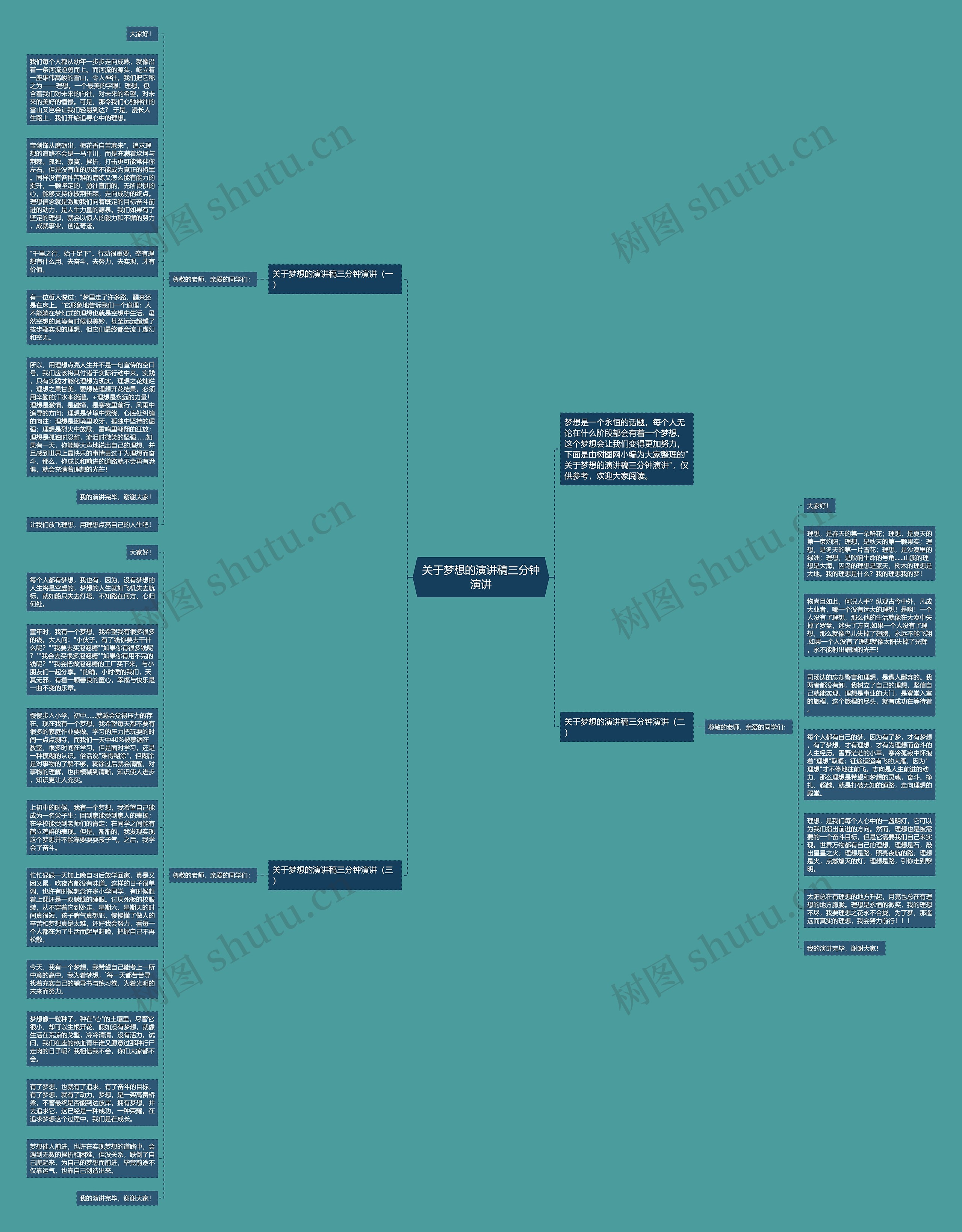 关于梦想的演讲稿三分钟演讲思维导图