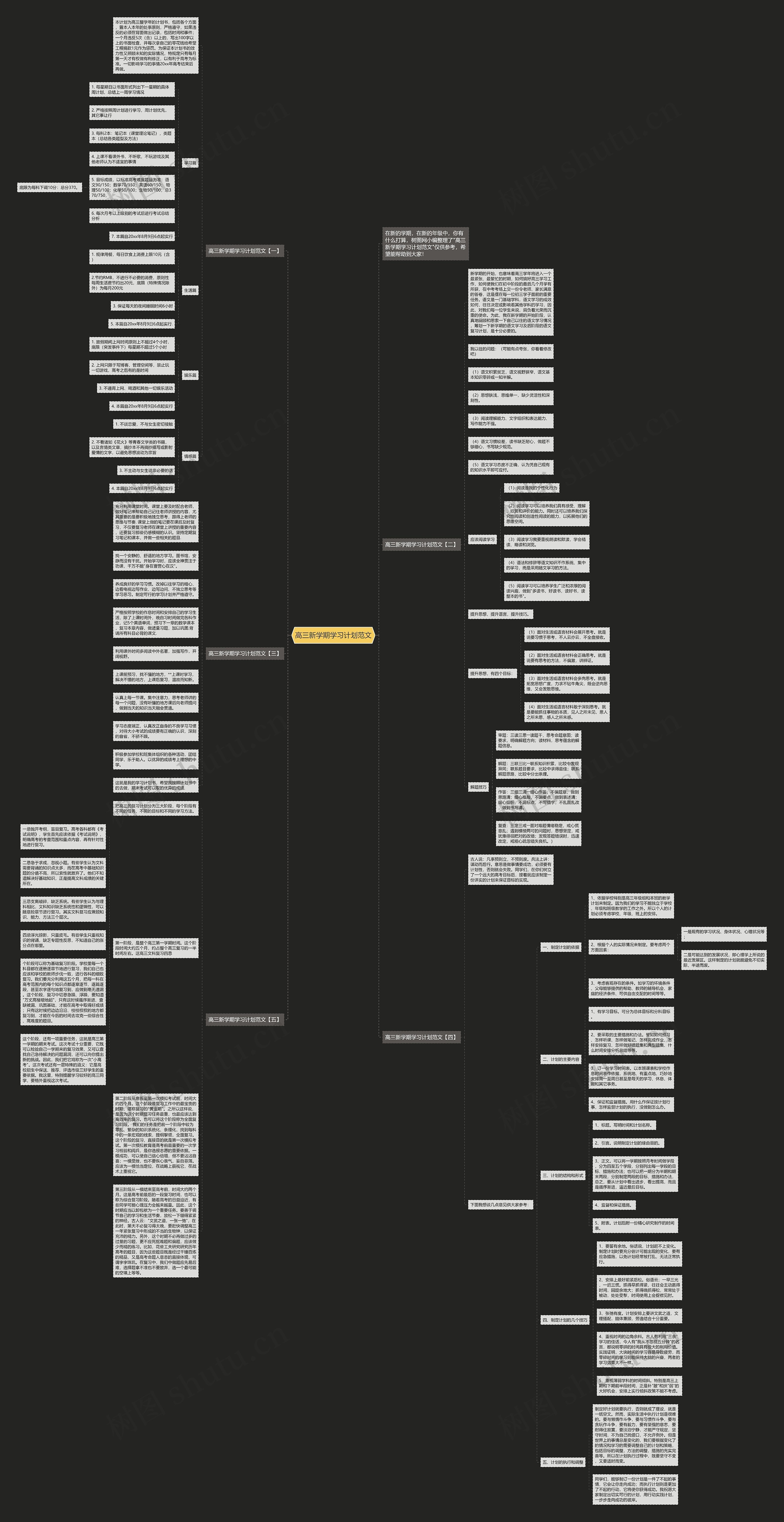 高三新学期学习计划范文思维导图