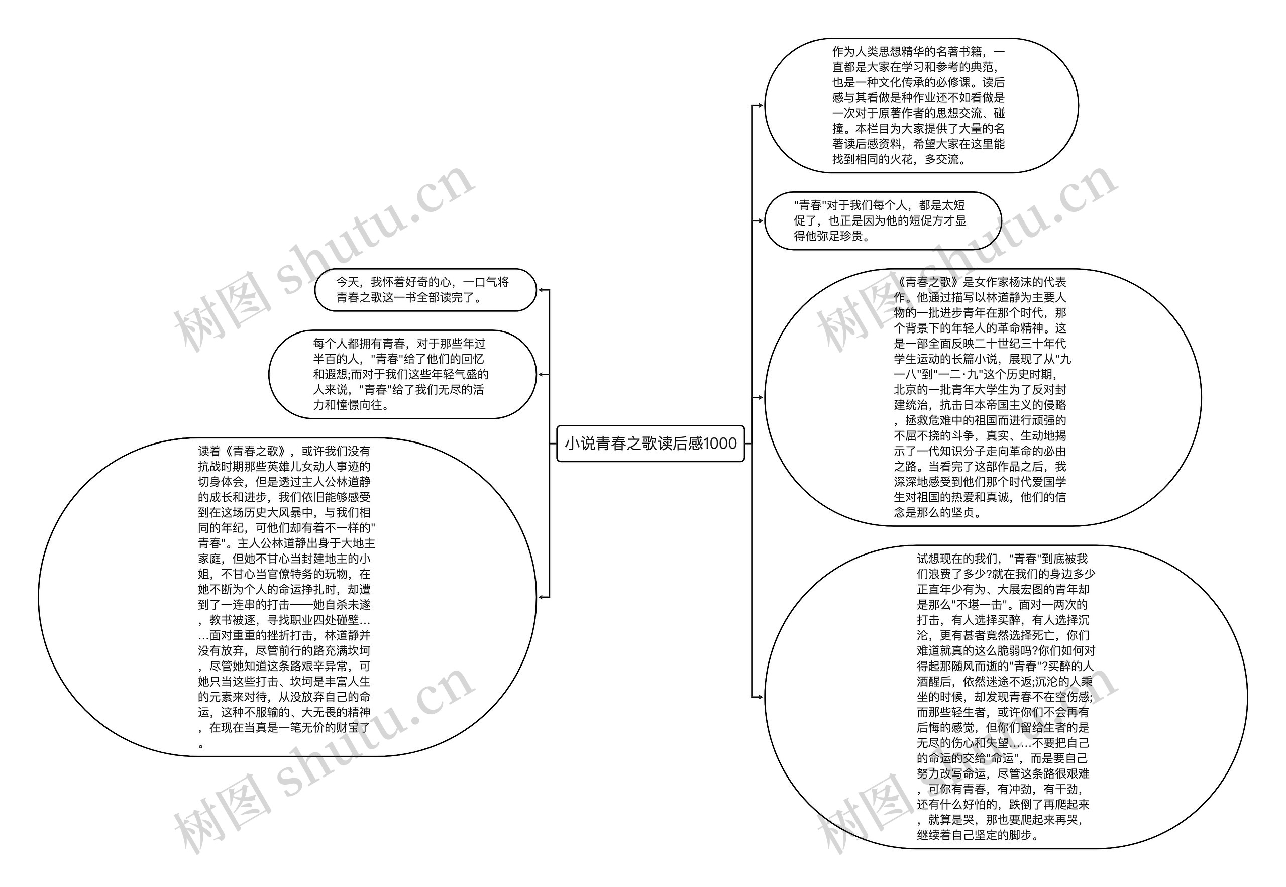 小说青春之歌读后感1000思维导图