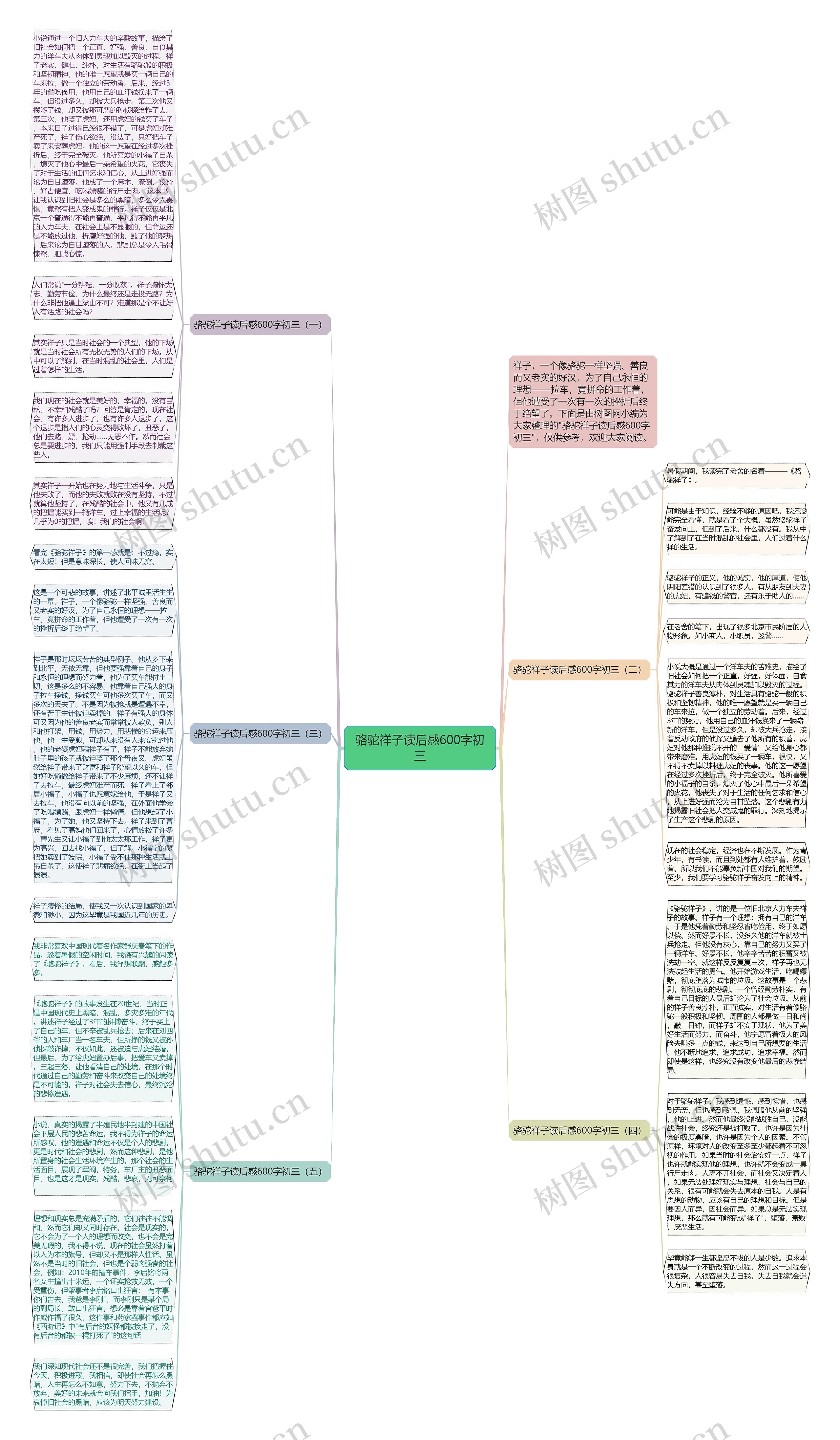 骆驼祥子读后感600字初三思维导图