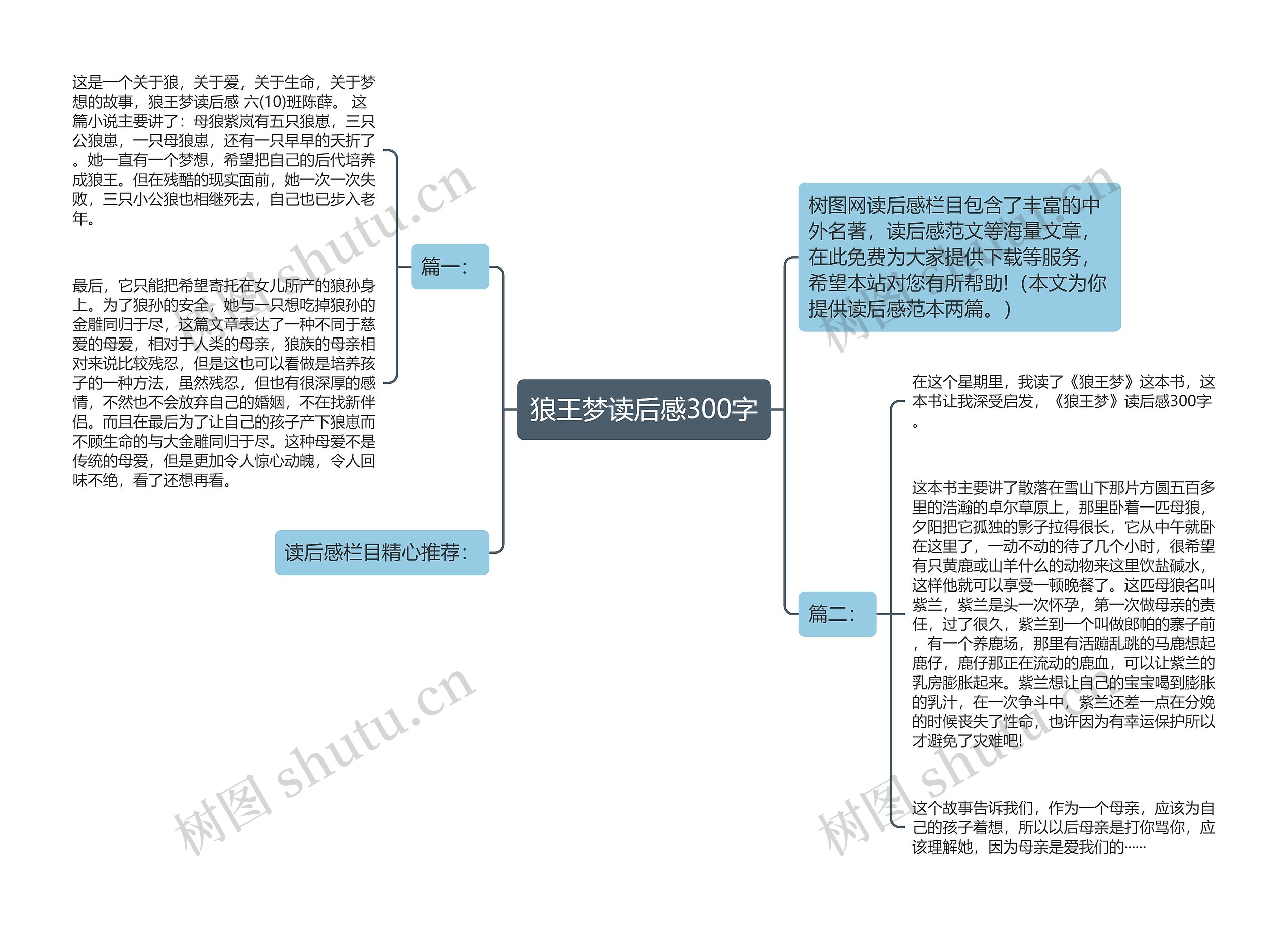 狼王梦读后感300字思维导图