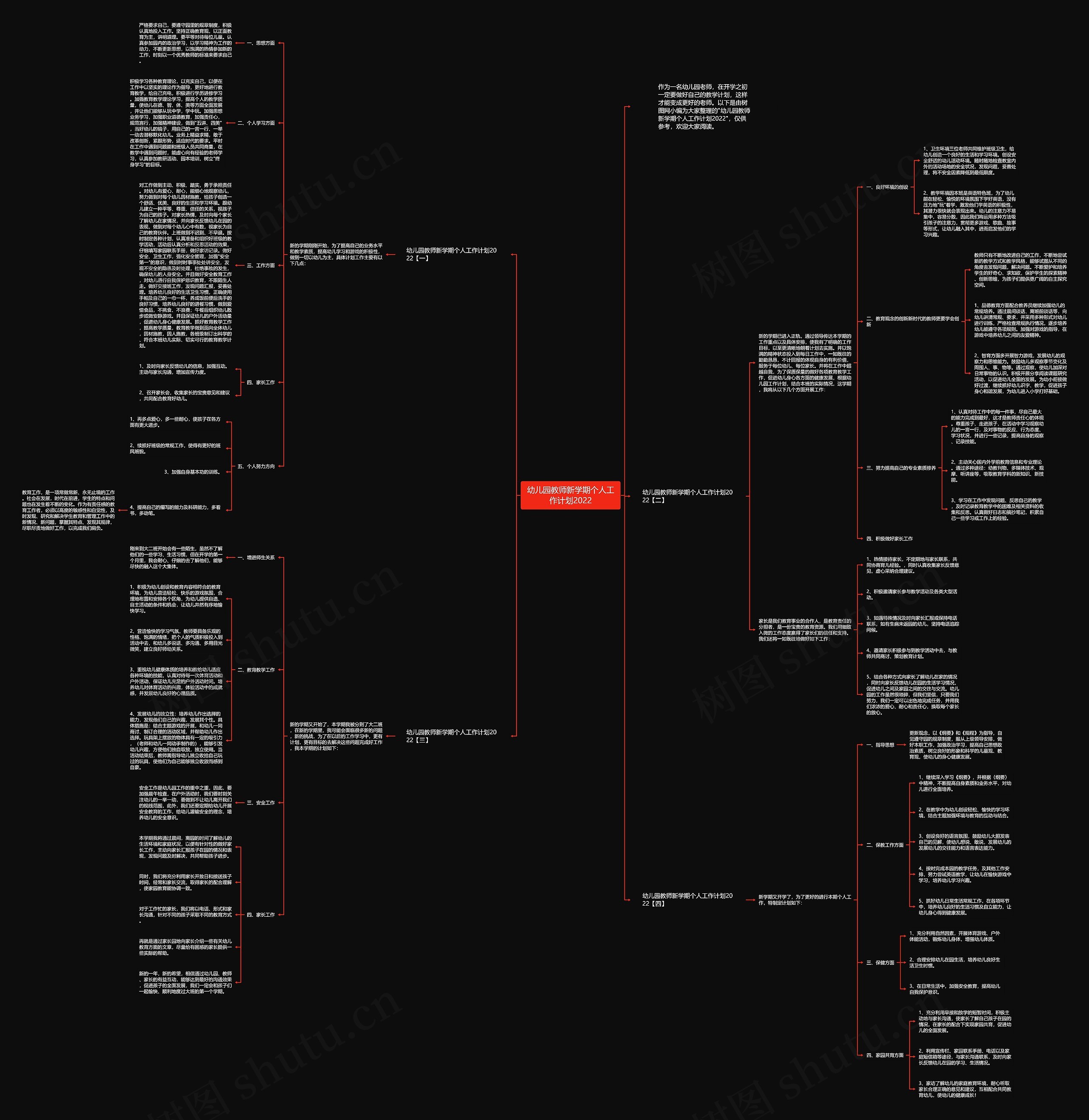 幼儿园教师新学期个人工作计划2022思维导图