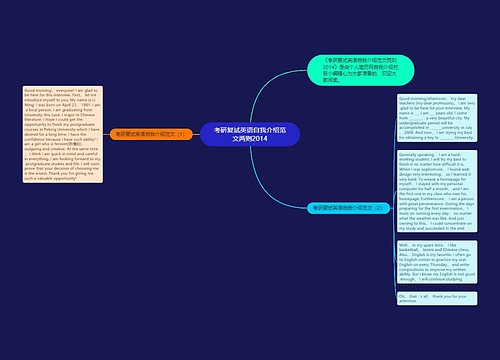 考研复试英语自我介绍范文两则2014