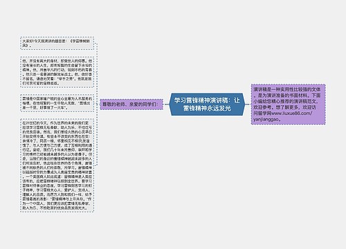 学习雷锋精神演讲稿：让雷锋精神永远发光