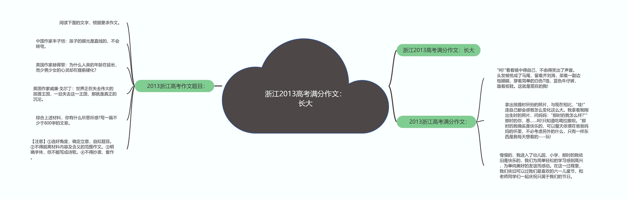 浙江2013高考满分作文：长大思维导图