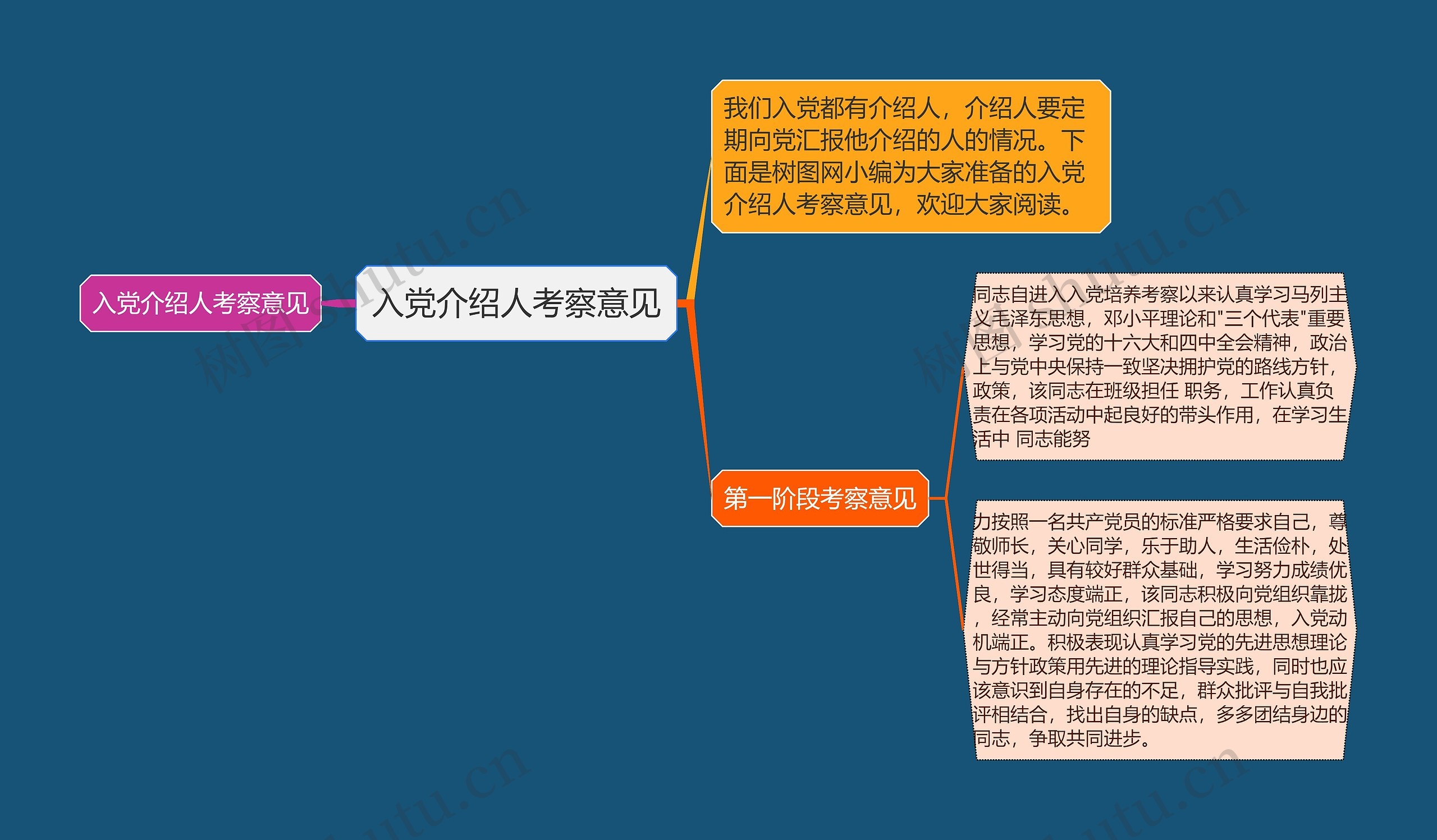 入党介绍人考察意见思维导图