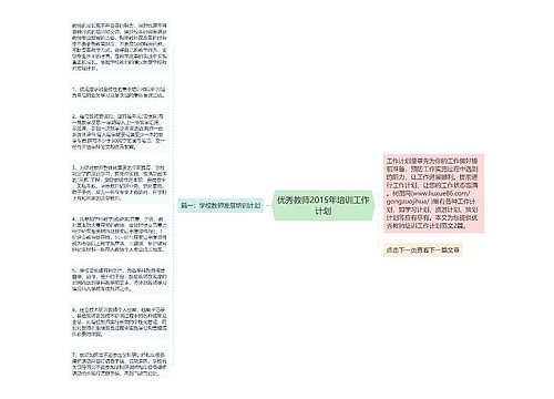 优秀教师2015年培训工作计划