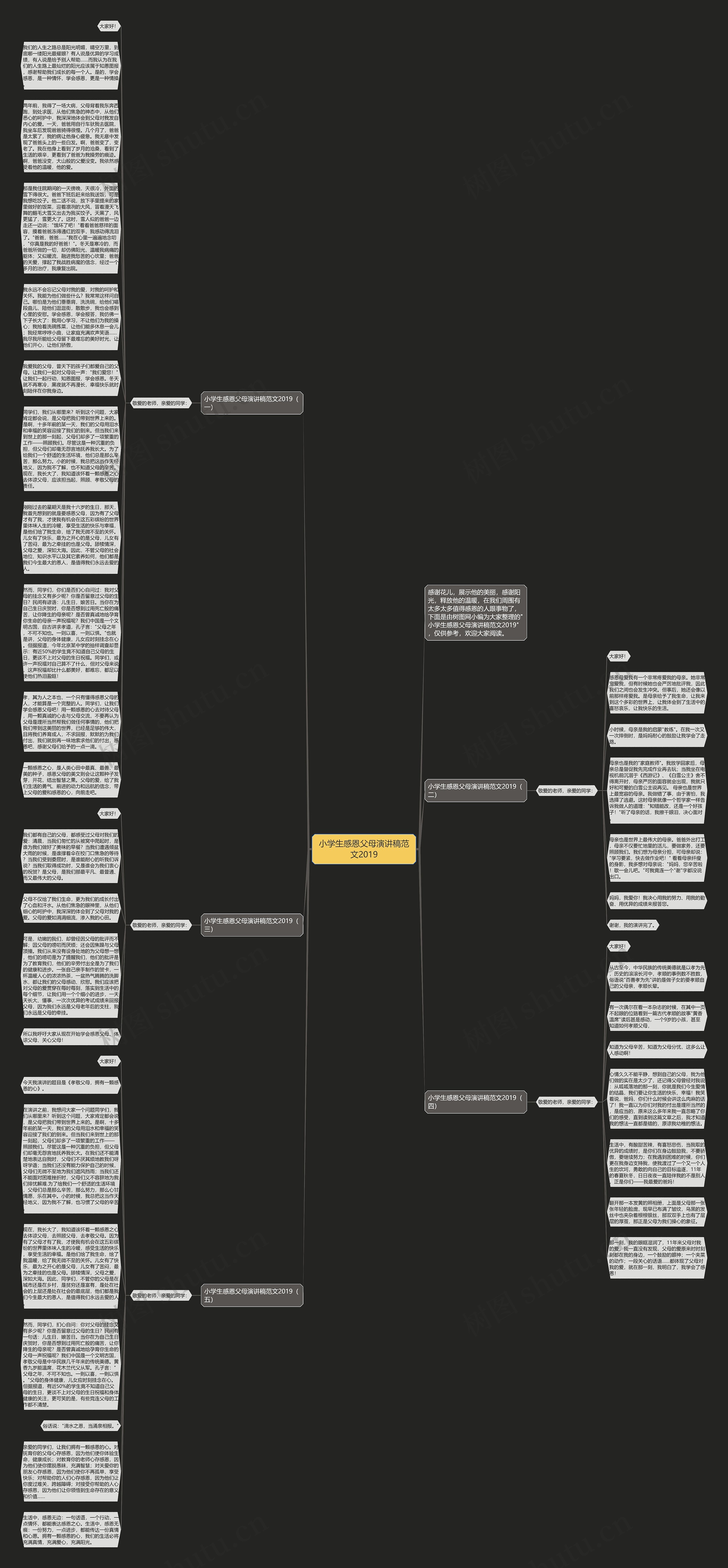 小学生感恩父母演讲稿范文2019思维导图