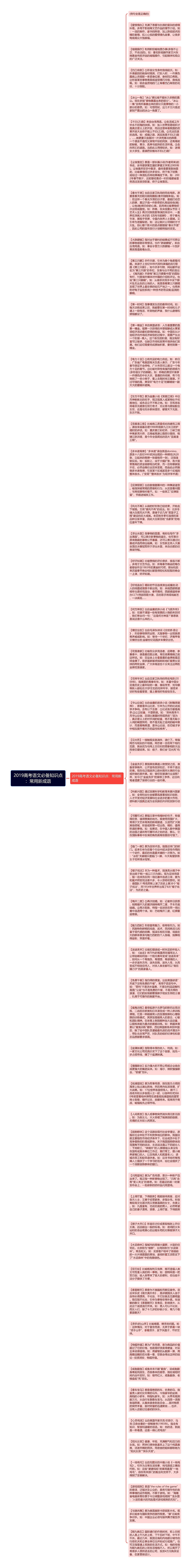 2019高考语文必备知识点：常用新成语思维导图