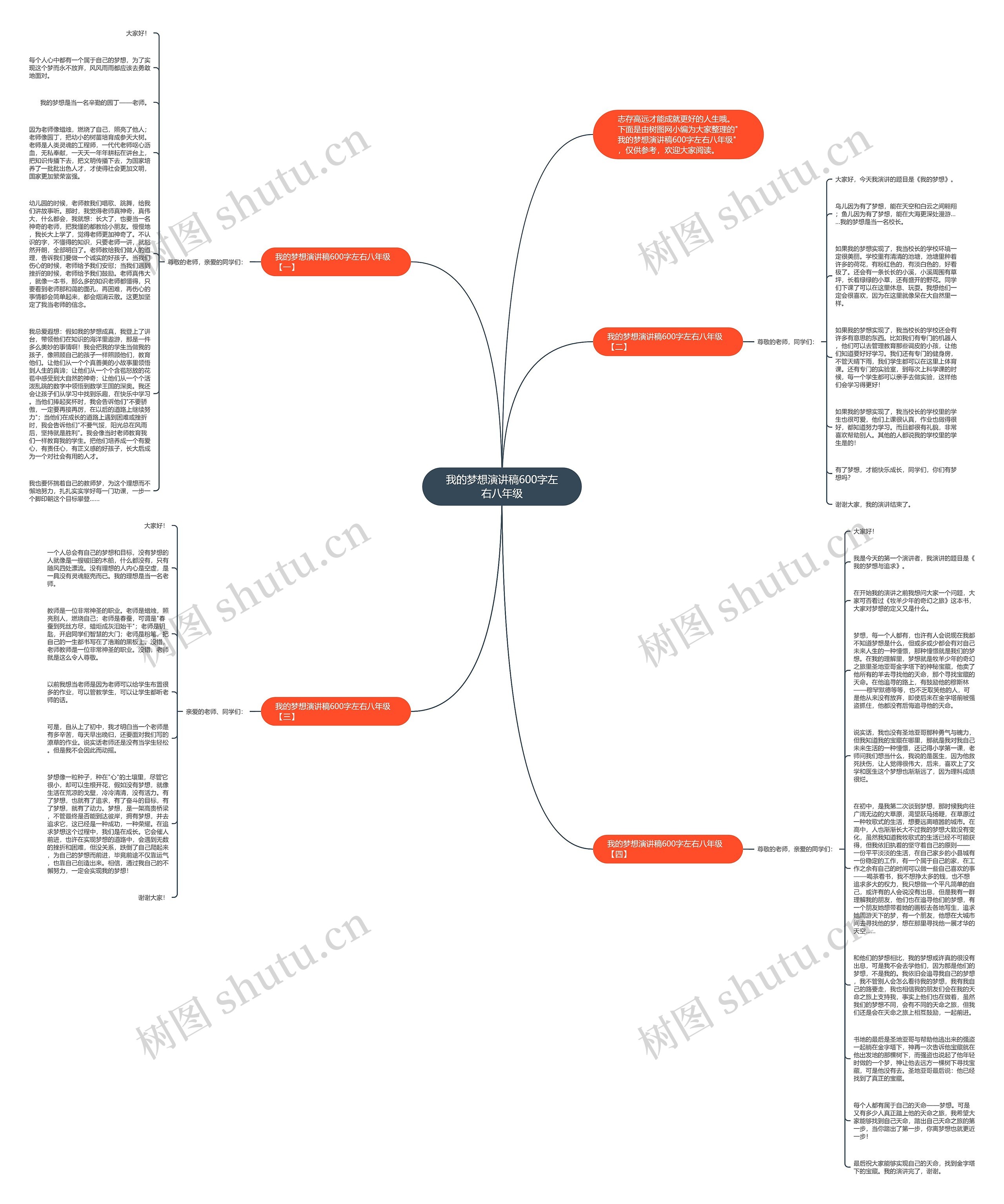 我的梦想演讲稿600字左右八年级思维导图