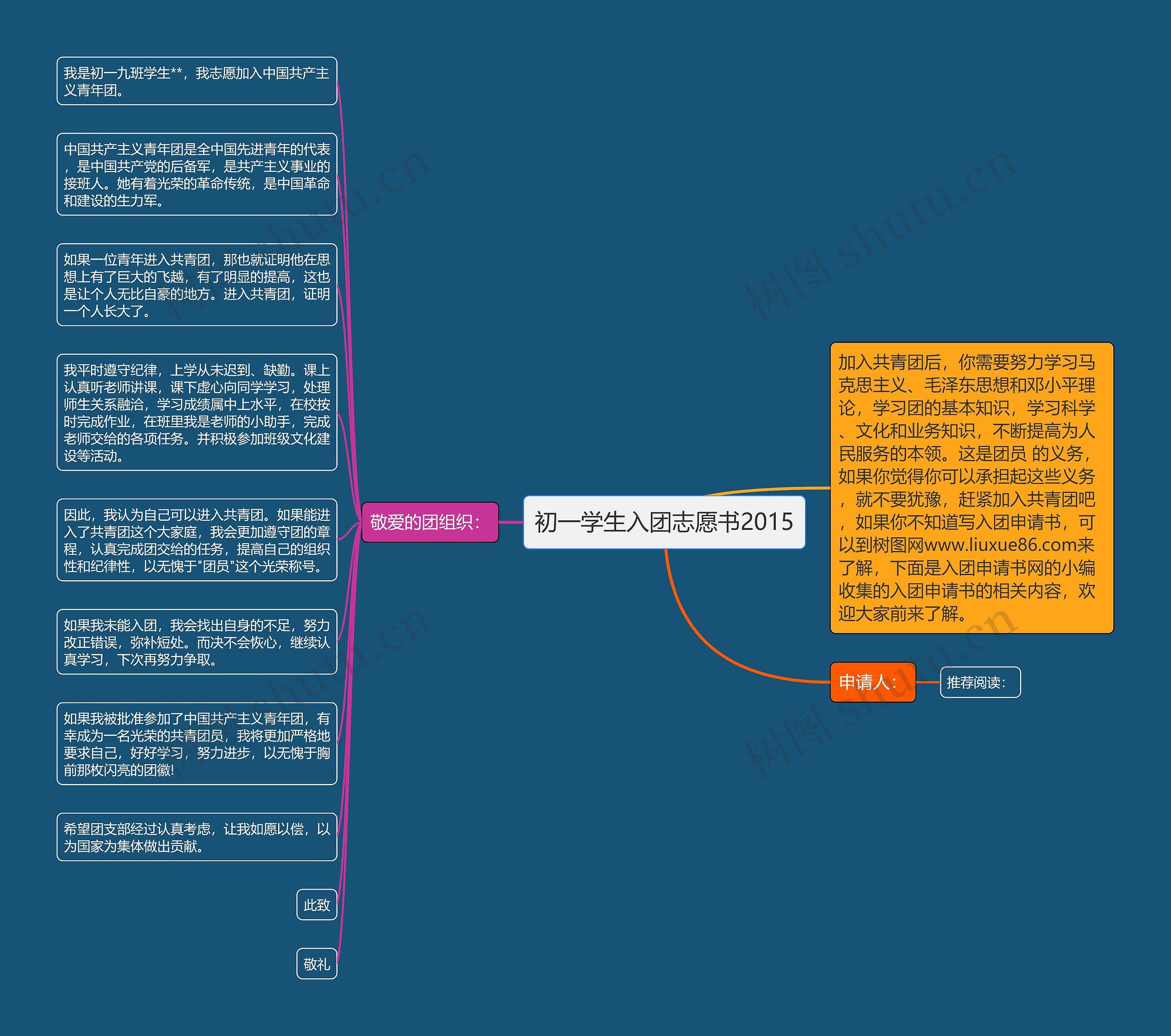 初一学生入团志愿书2015