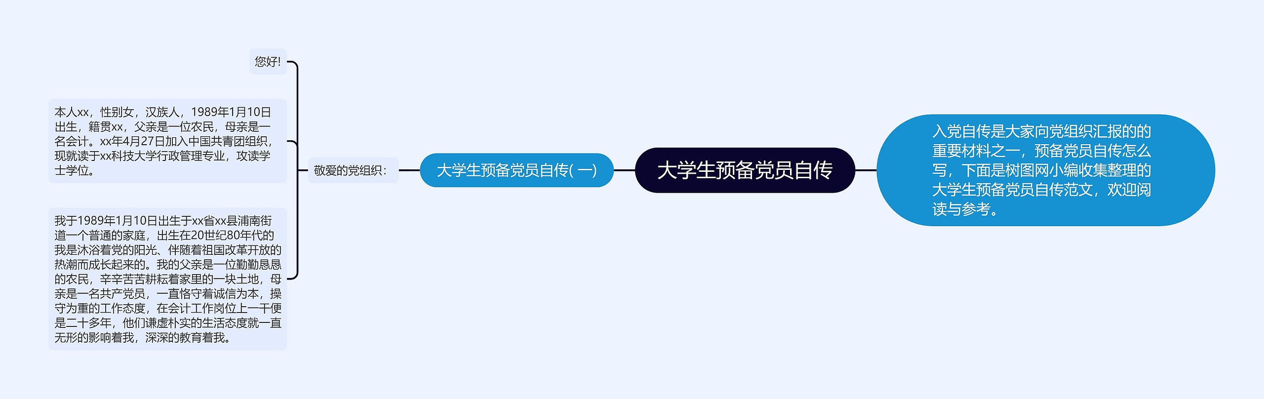 大学生预备党员自传思维导图