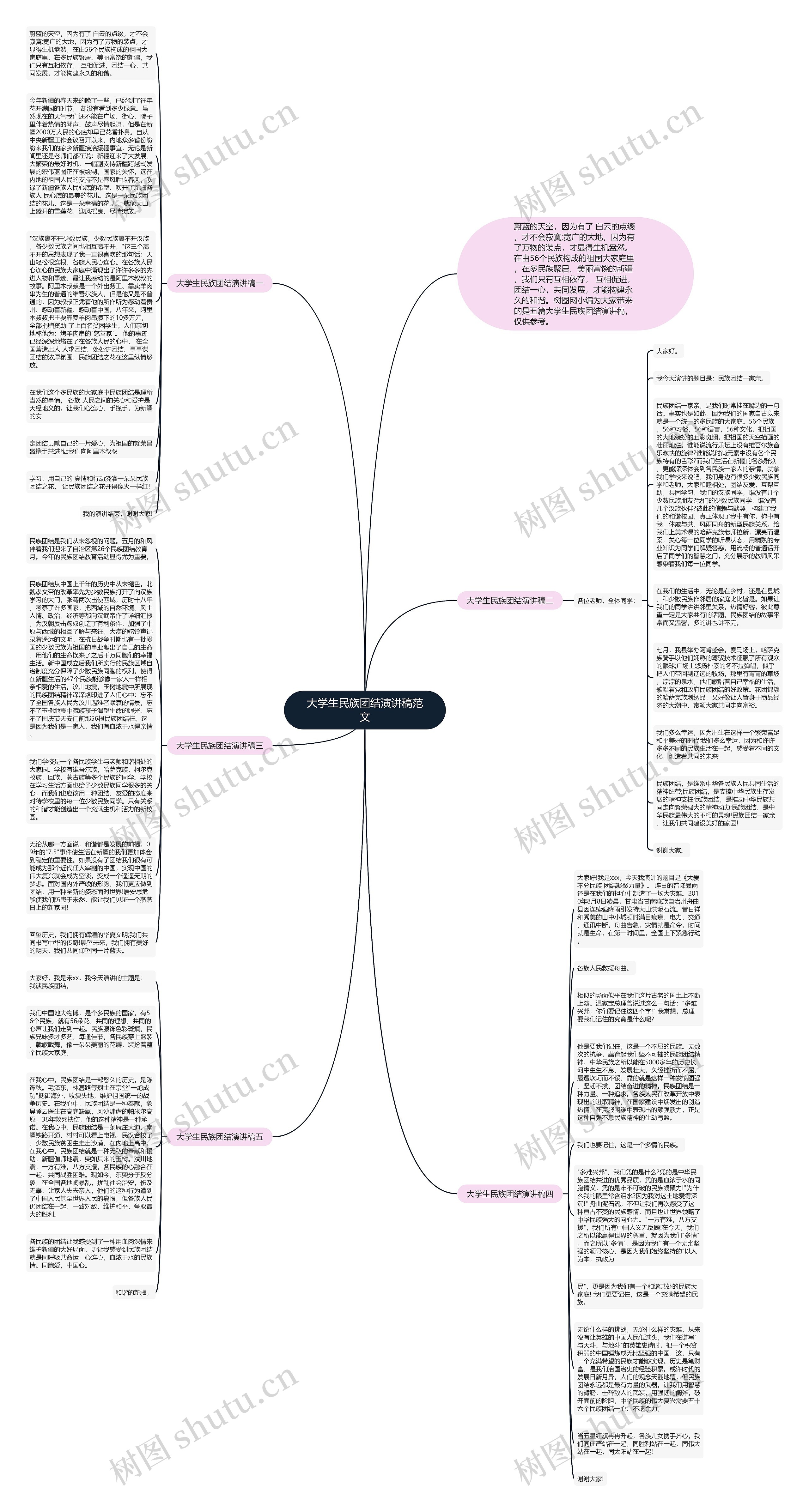 大学生民族团结演讲稿范文思维导图高清图 大学生民族团结演讲稿范文思维导图