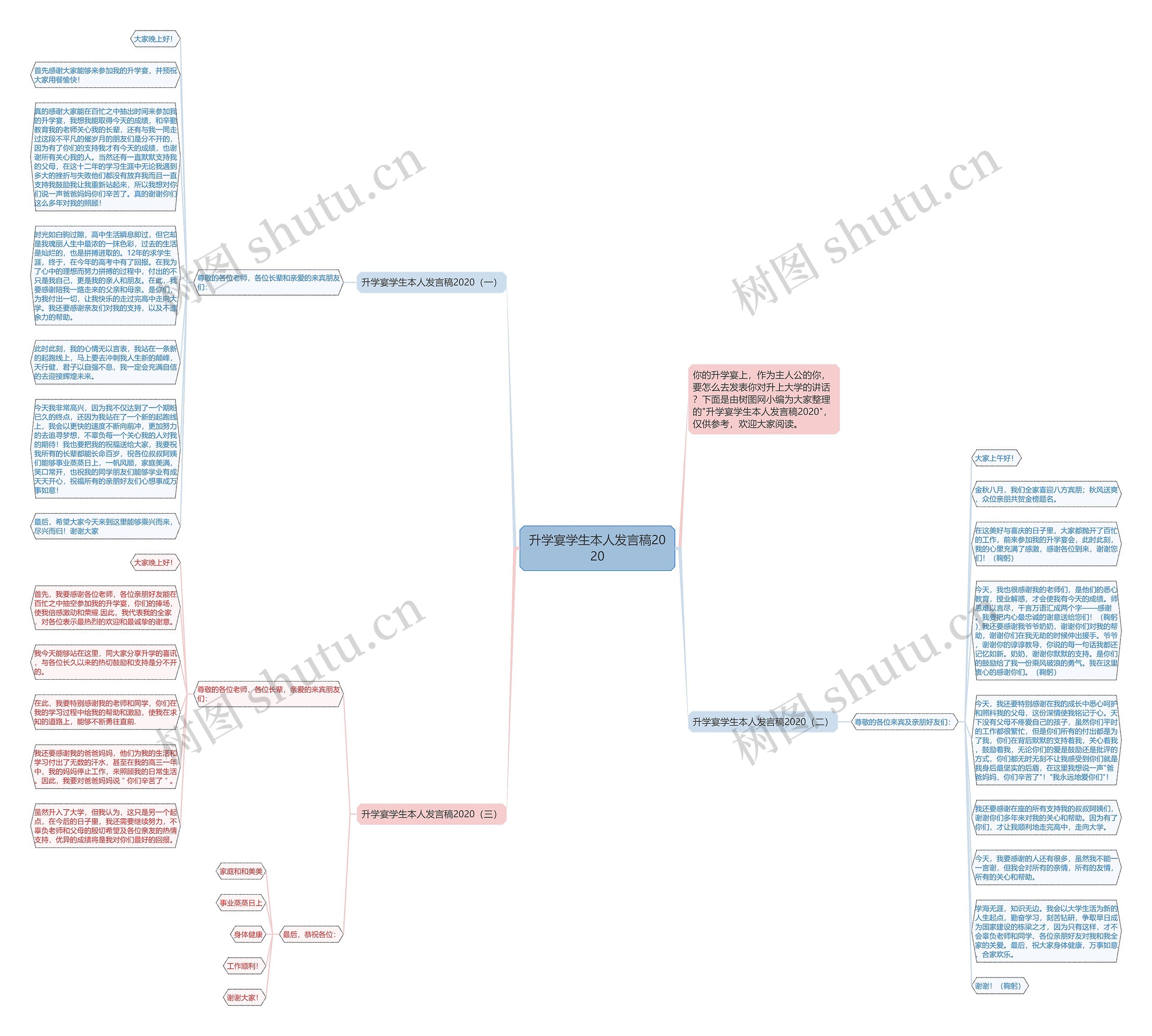 升学宴学生本人发言稿2020思维导图