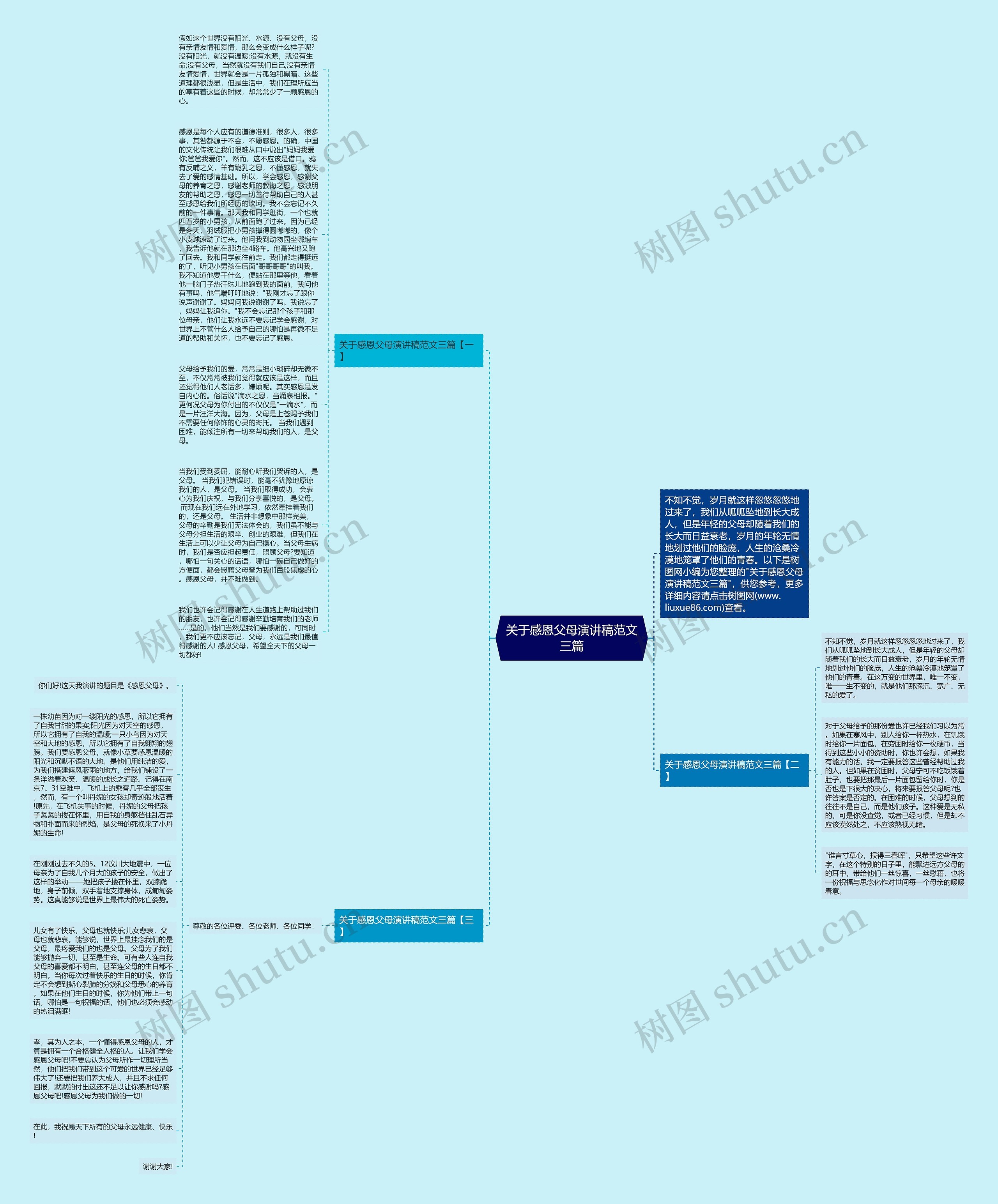 关于感恩父母演讲稿范文三篇思维导图