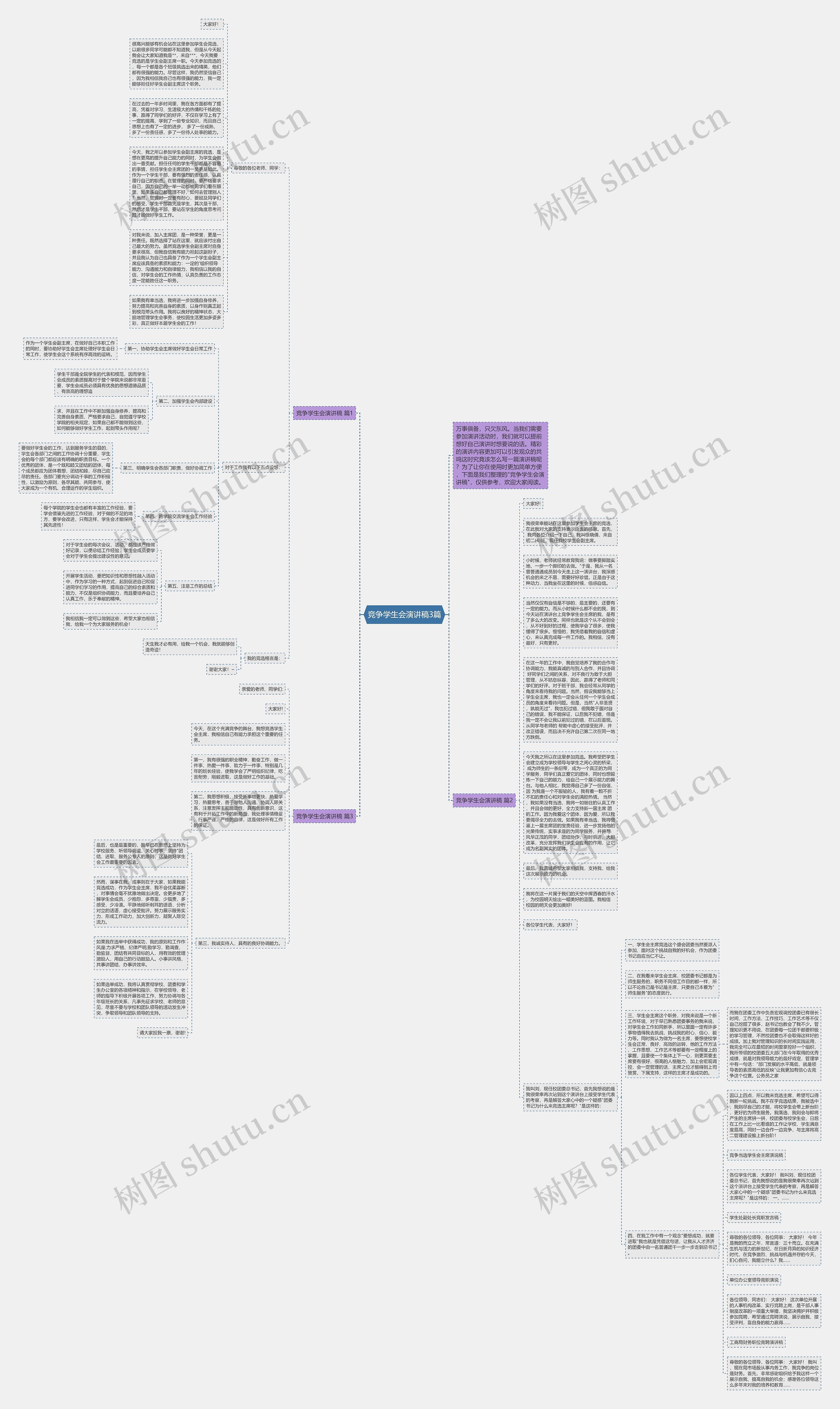 竞争学生会演讲稿3篇思维导图