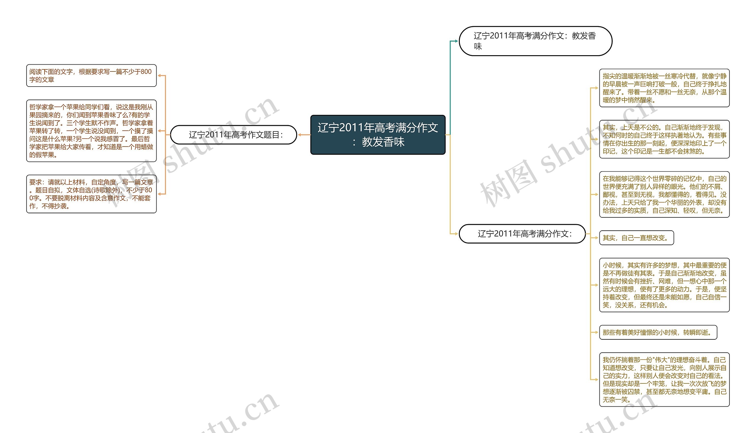 辽宁2011年高考满分作文：教发香味思维导图