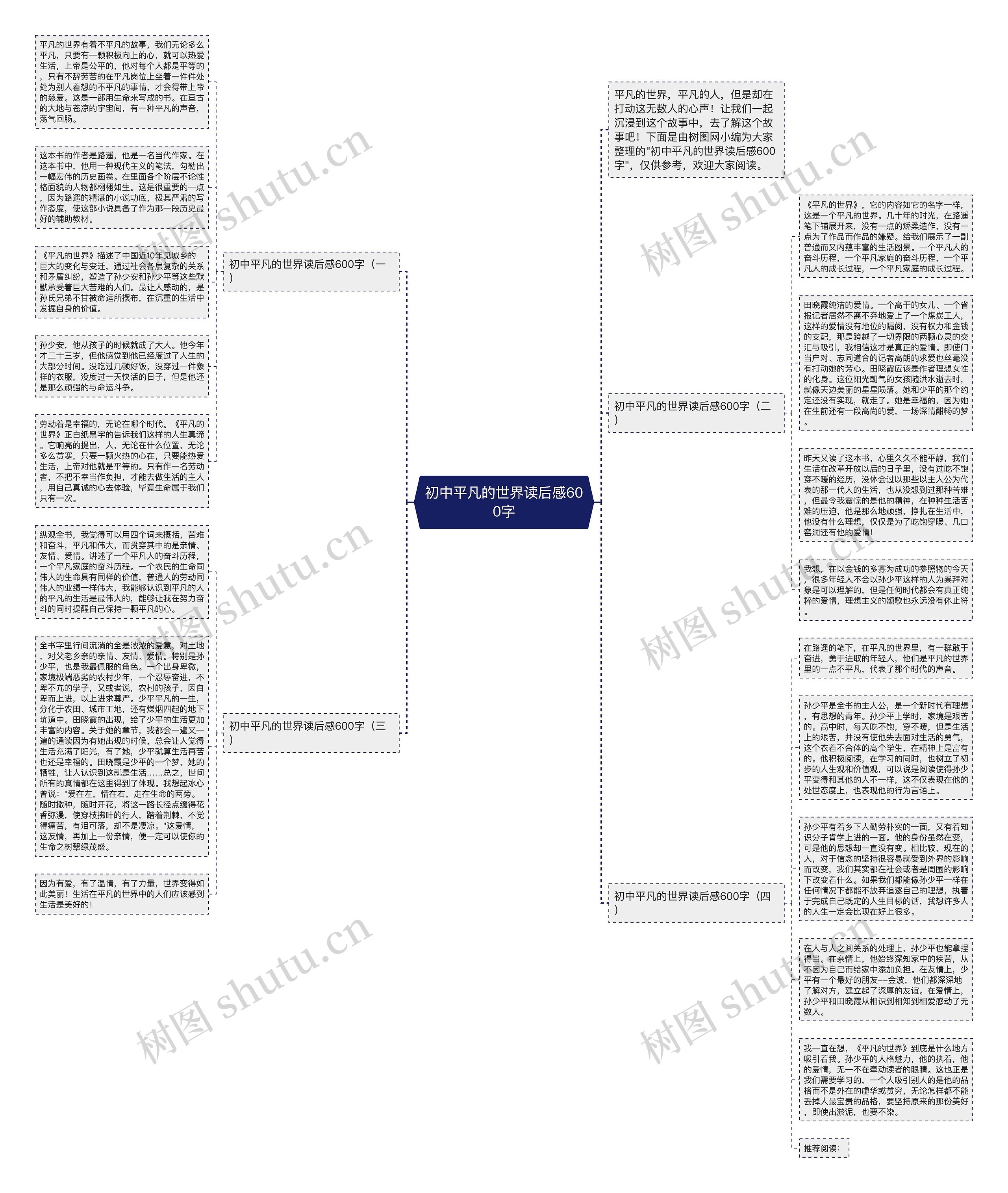 初中平凡的世界读后感600字思维导图