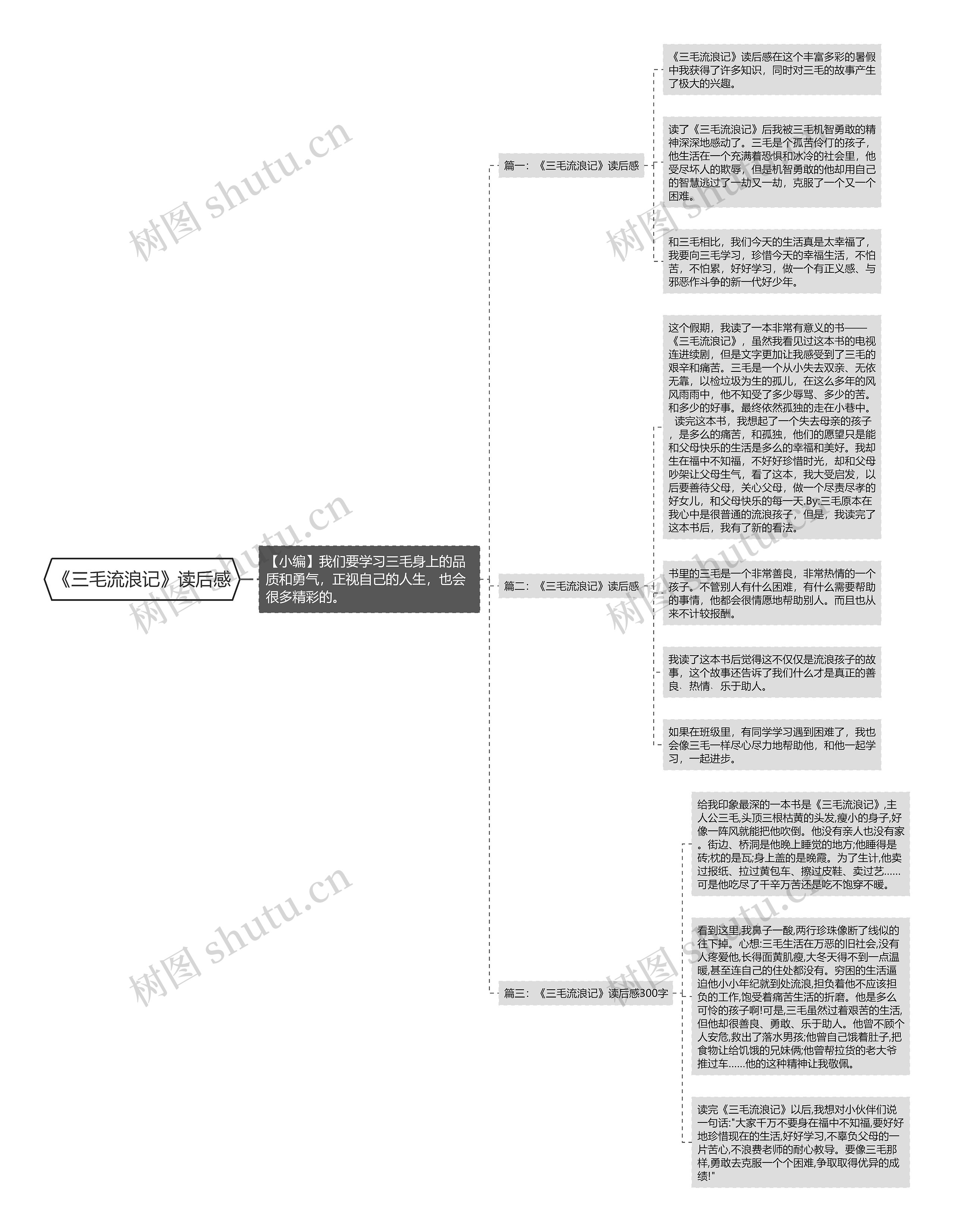 《三毛流浪记》读后感思维导图