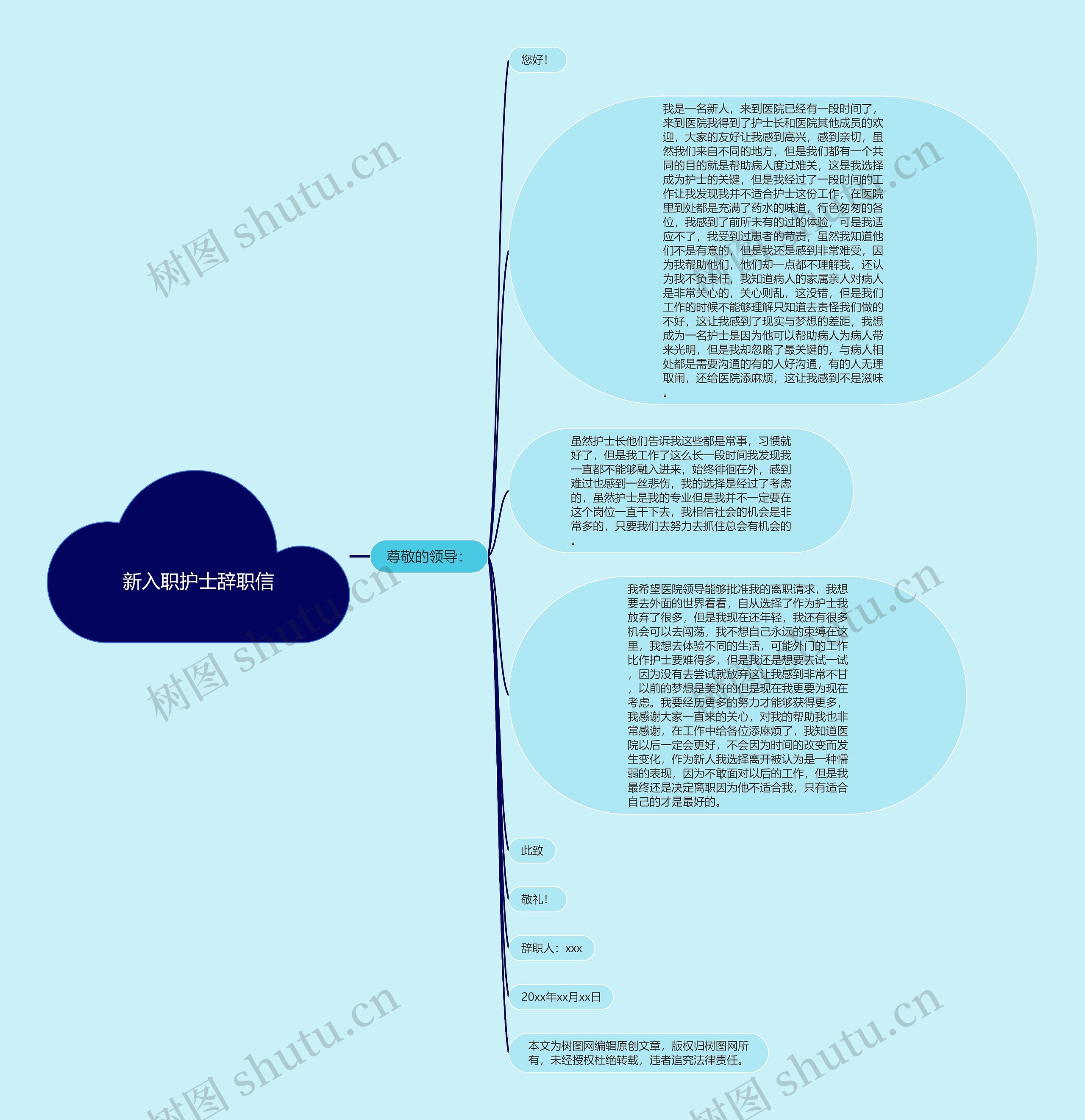 新入职护士辞职信思维导图
