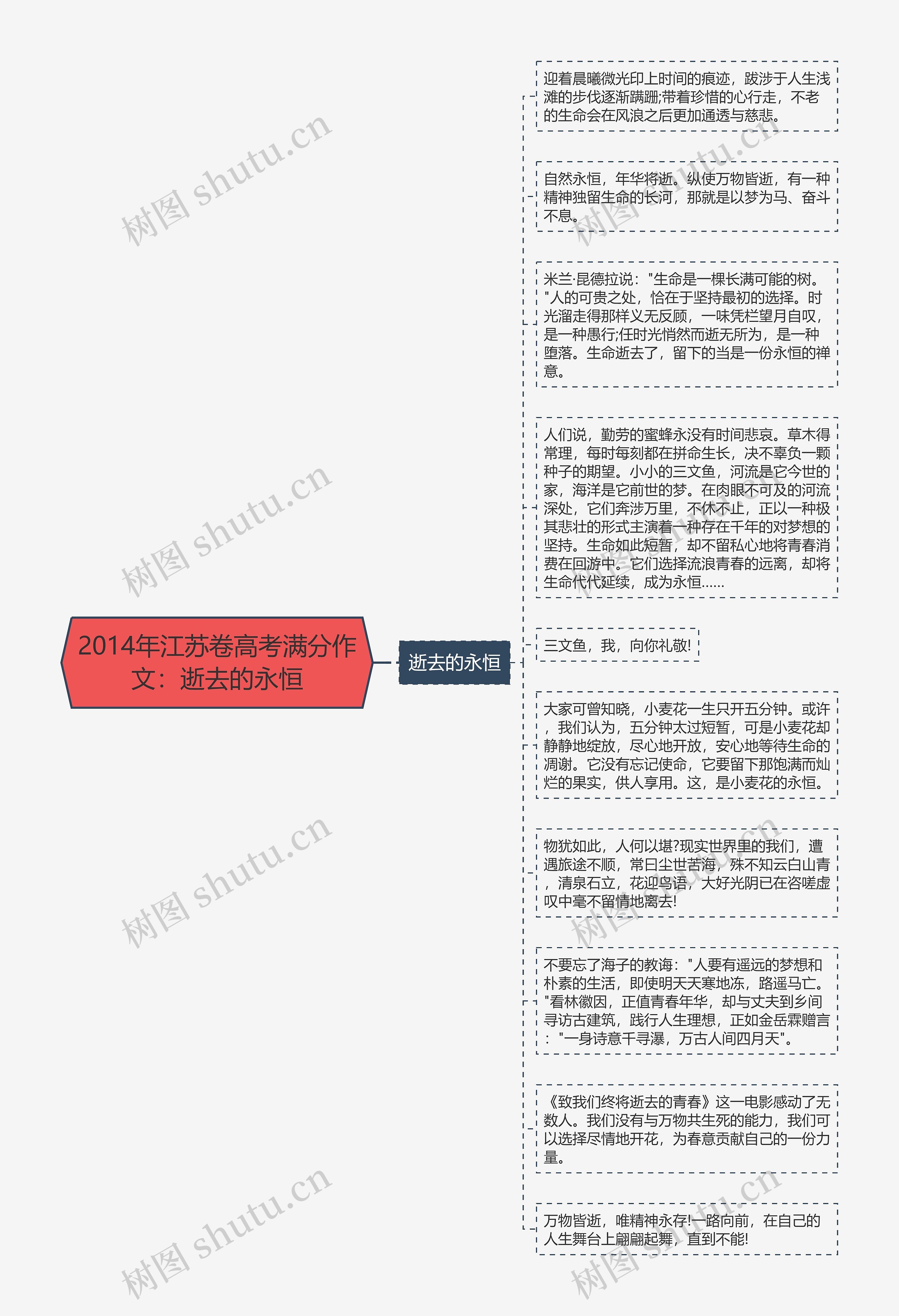 2014年江苏卷高考满分作文：逝去的永恒思维导图