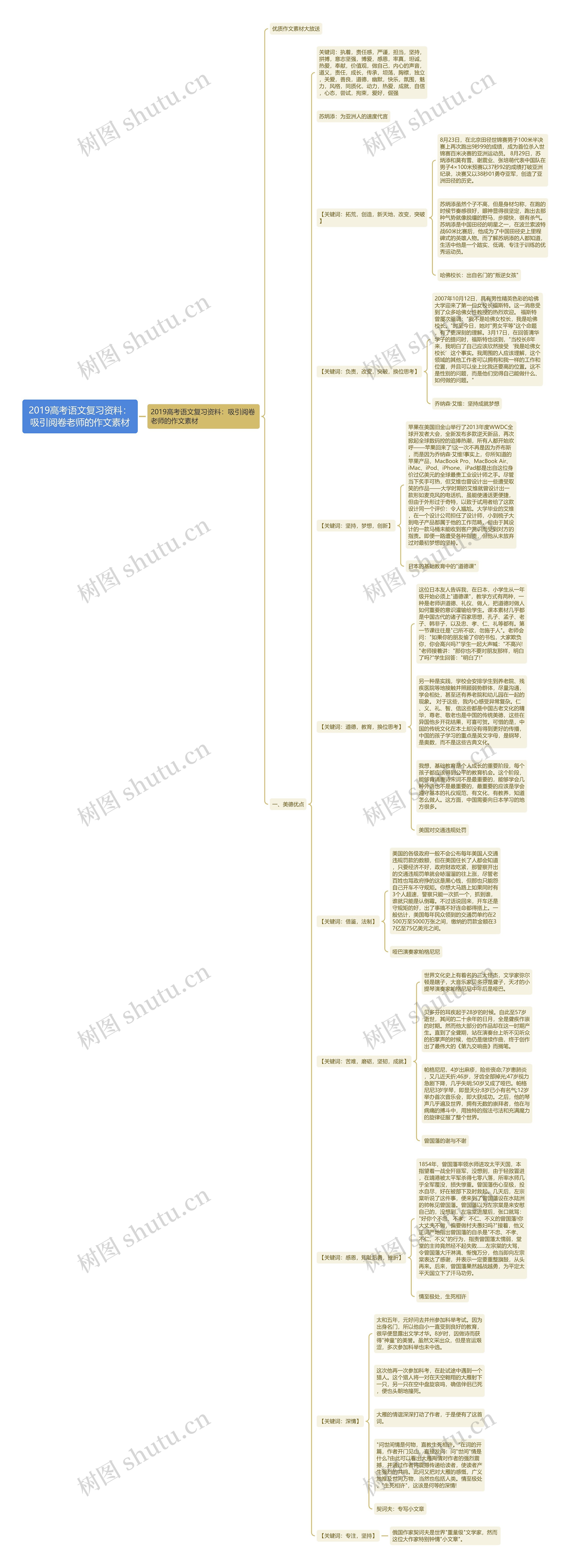 2019高考语文复习资料：吸引阅卷老师的作文素材思维导图