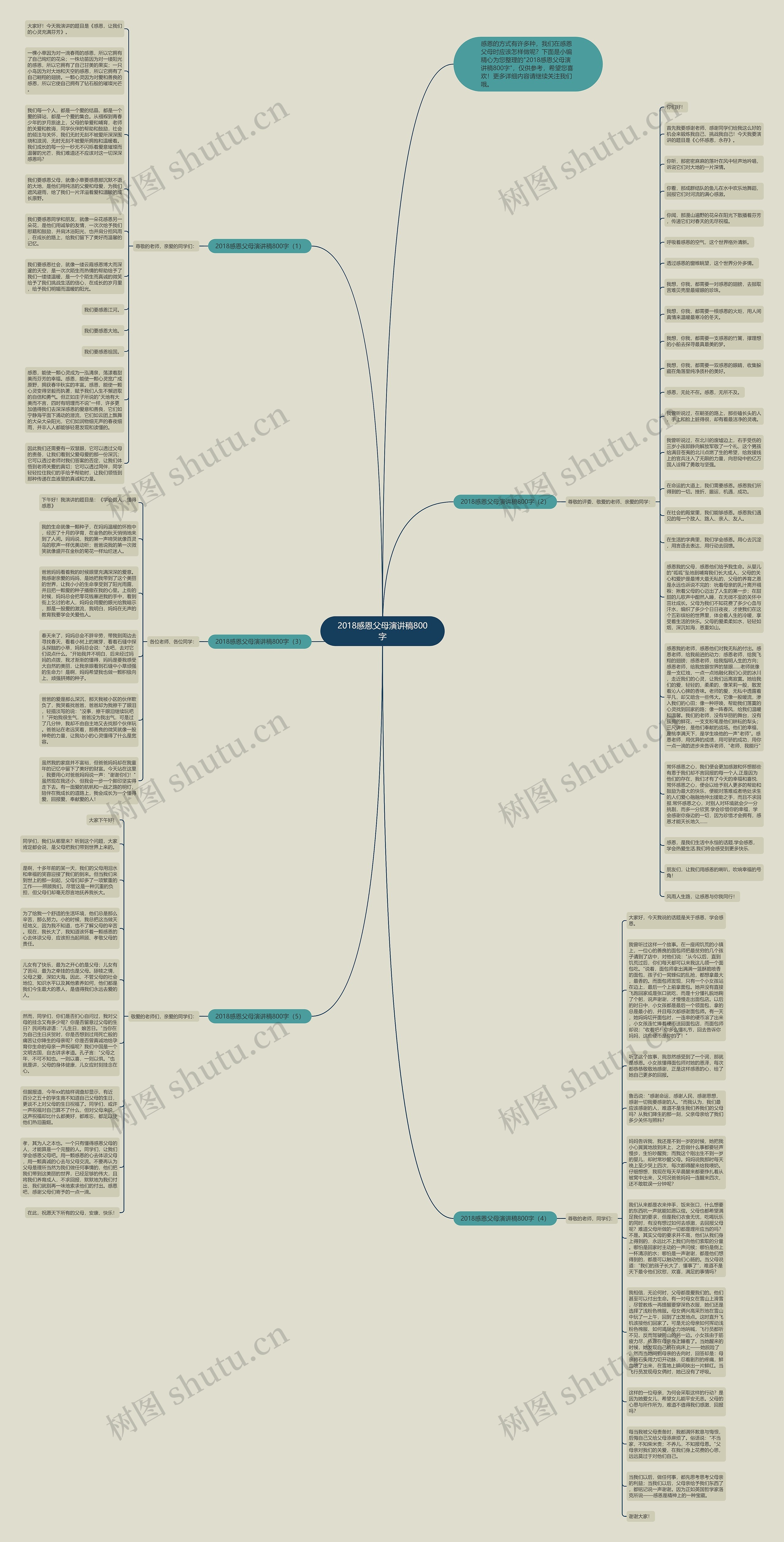 2018感恩父母演讲稿800字思维导图