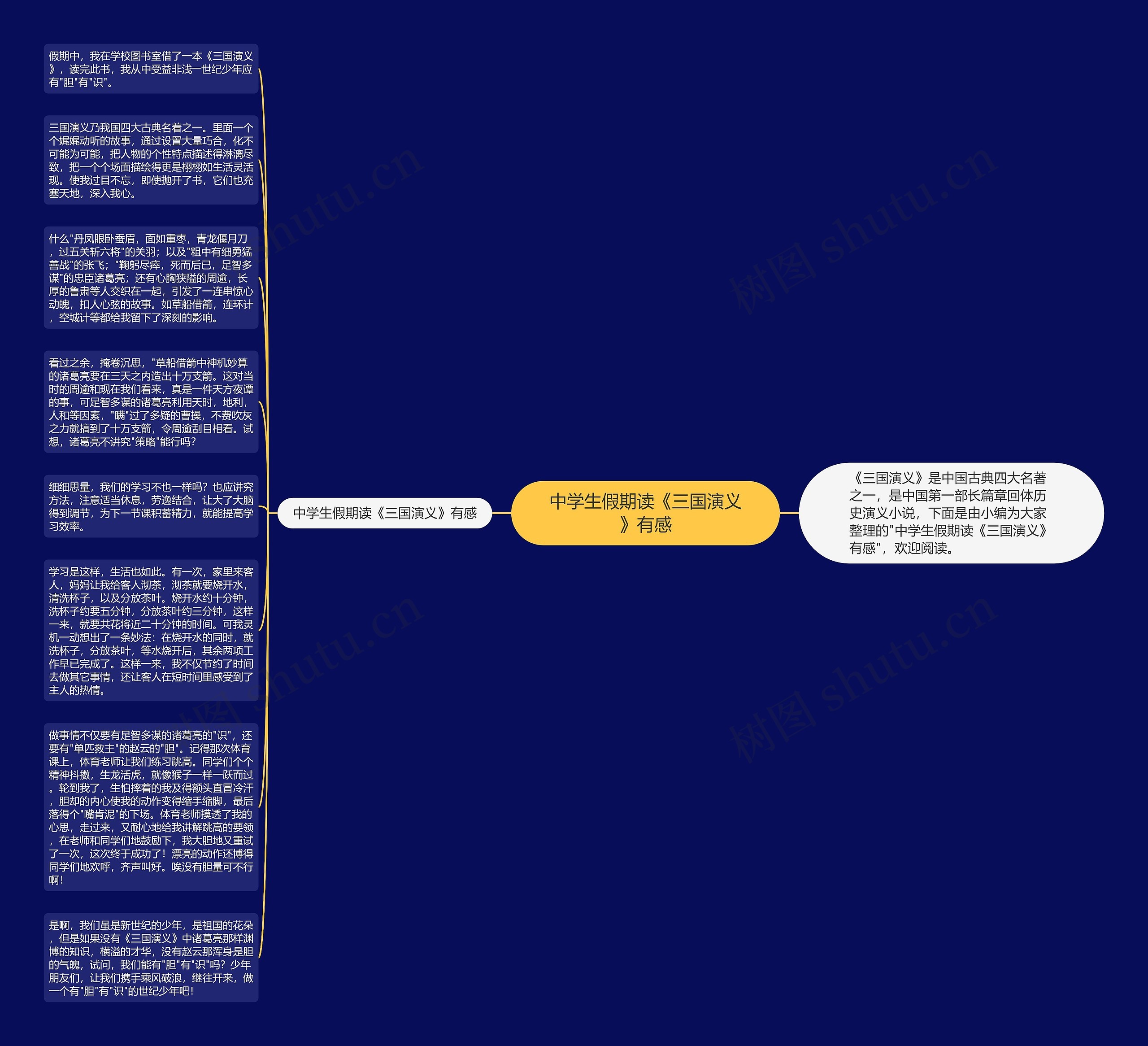 中学生假期读《三国演义》有感思维导图