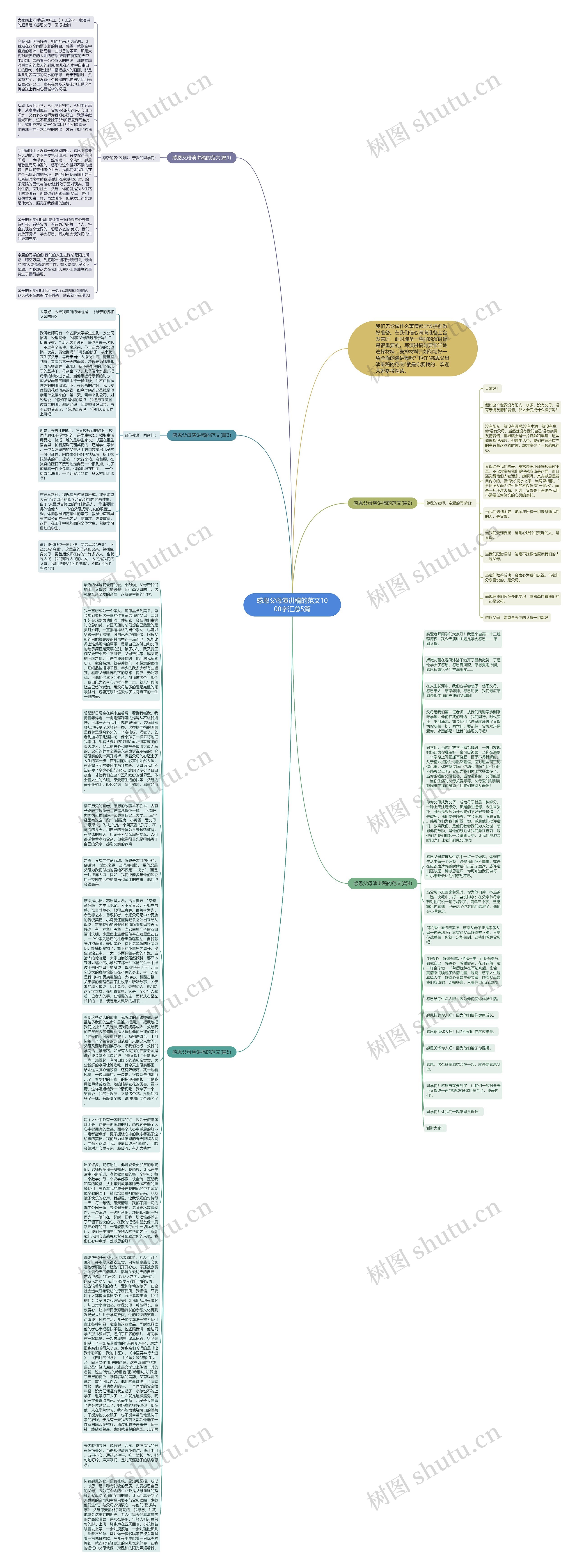 感恩父母演讲稿的范文1000字汇总5篇思维导图
