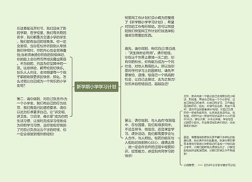 新学期小学学习计划