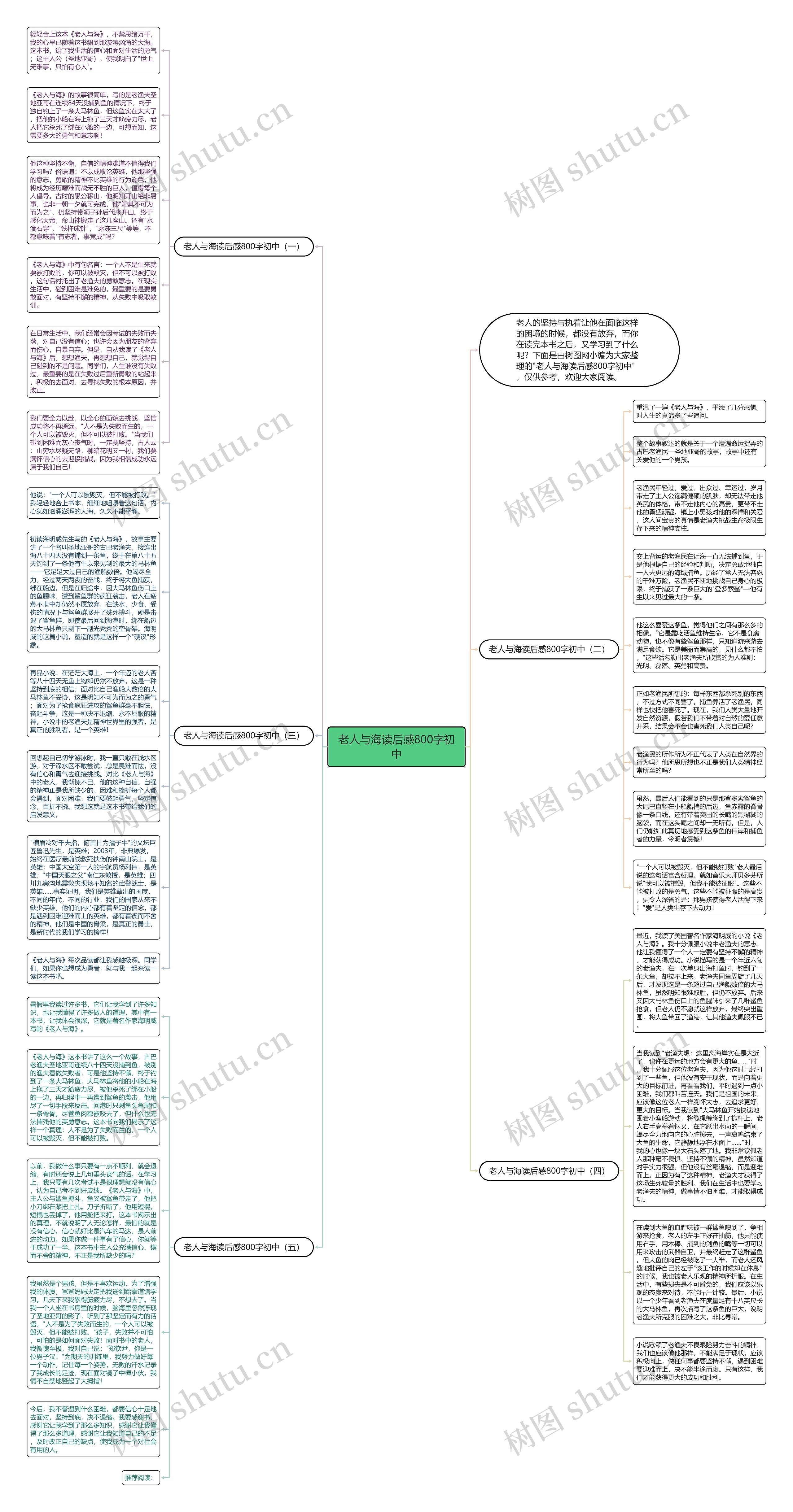 老人与海读后感800字初中思维导图