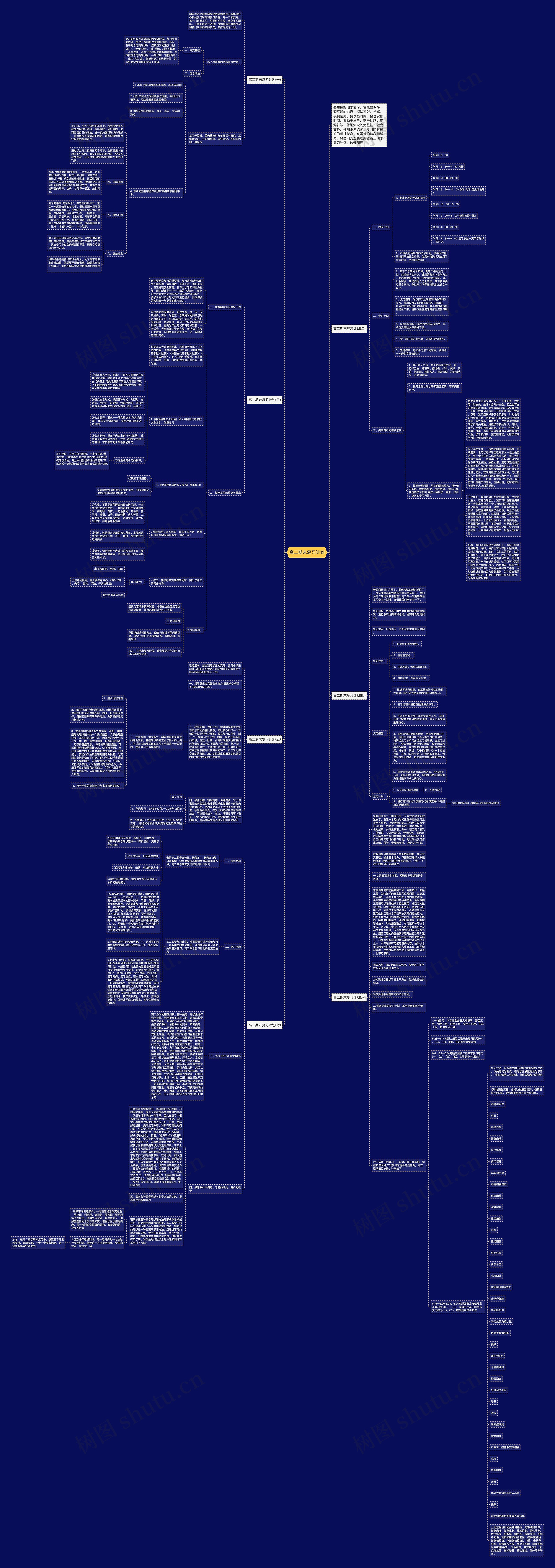 高二期末复习计划思维导图