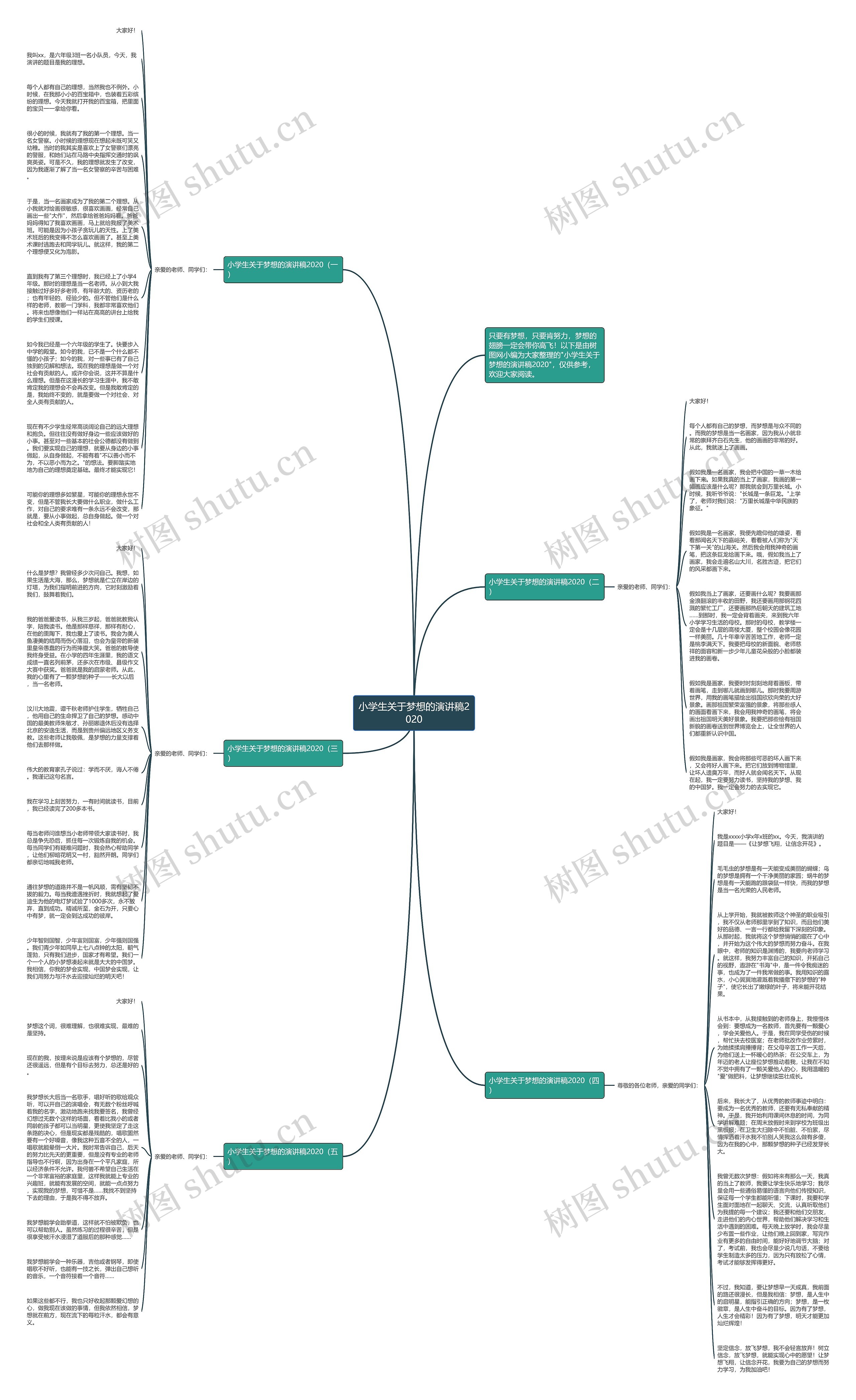 小学生关于梦想的演讲稿2020思维导图