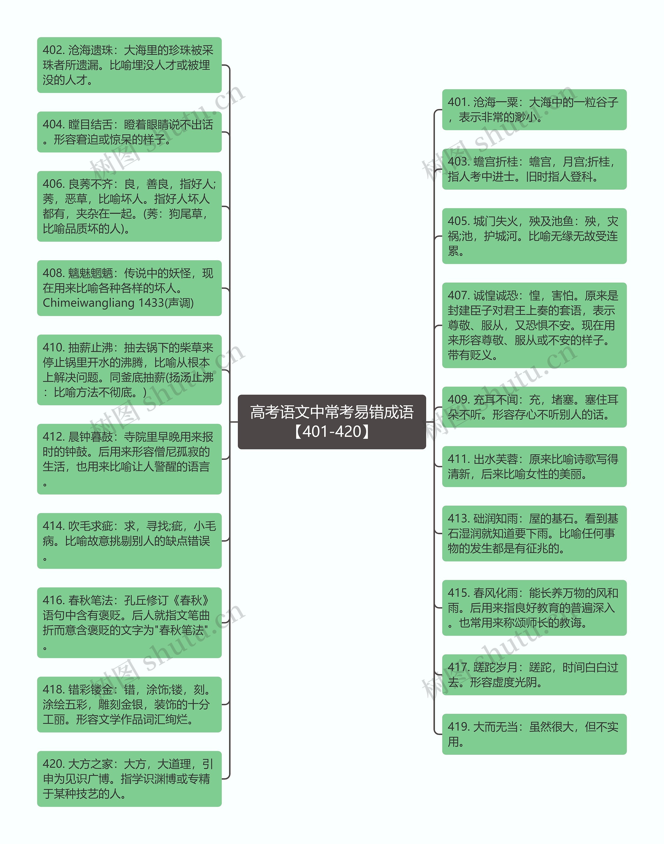 高考语文中常考易错成语【401-420】思维导图