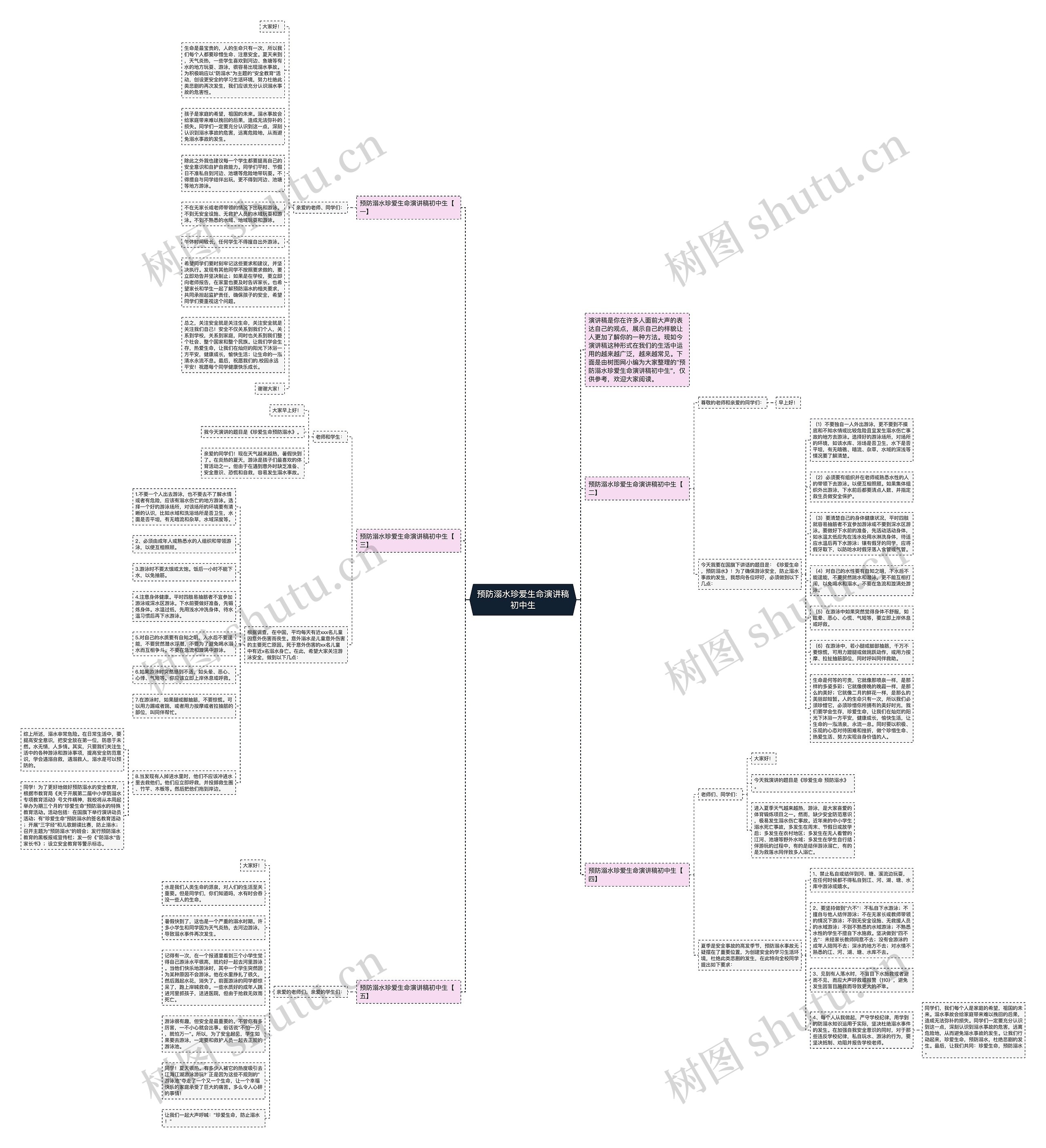 预防溺水珍爱生命演讲稿初中生思维导图