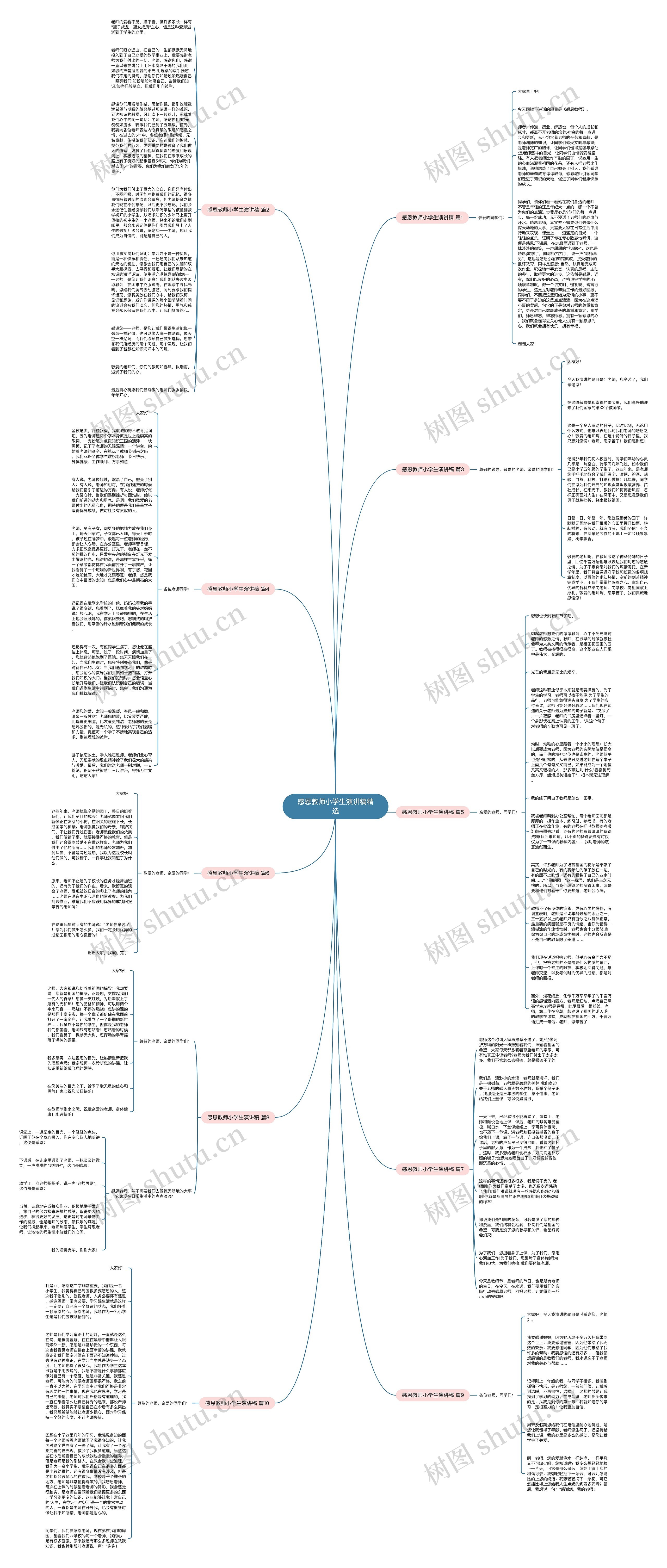 感恩教师小学生演讲稿精选思维导图