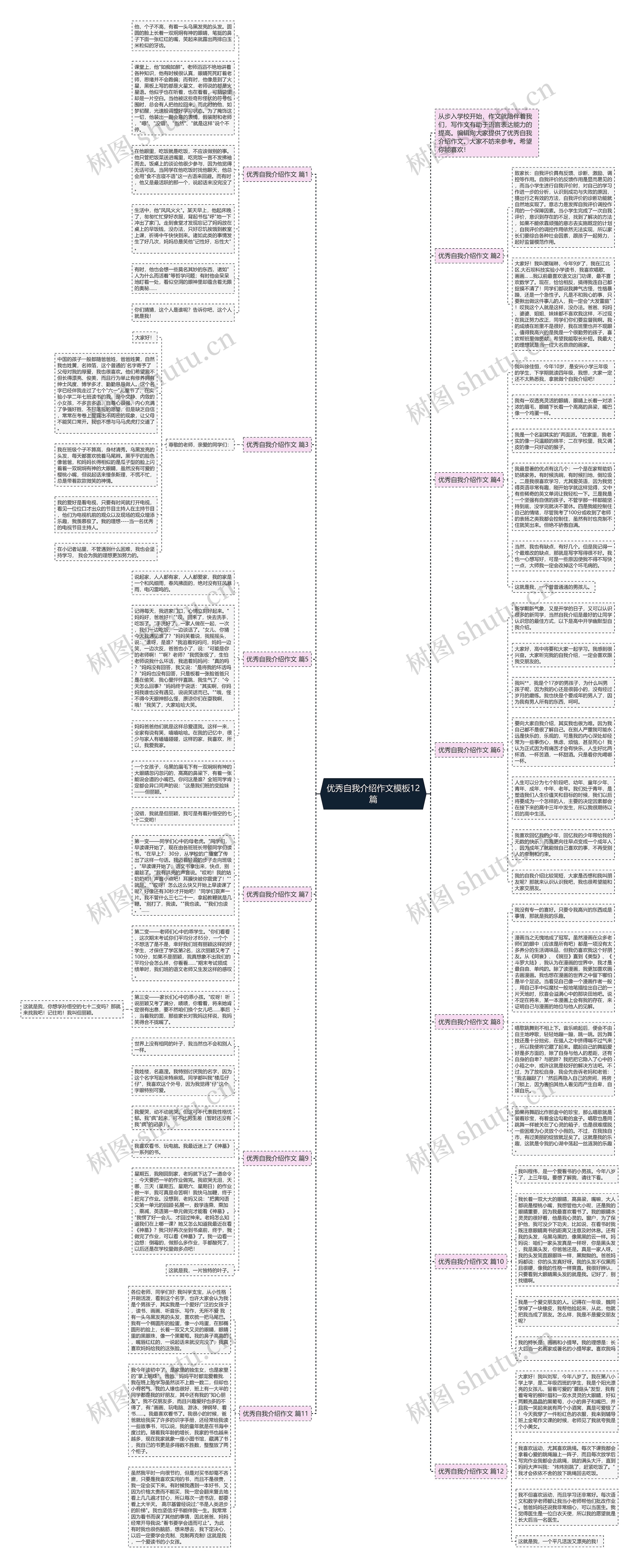 优秀自我介绍作文12篇思维导图