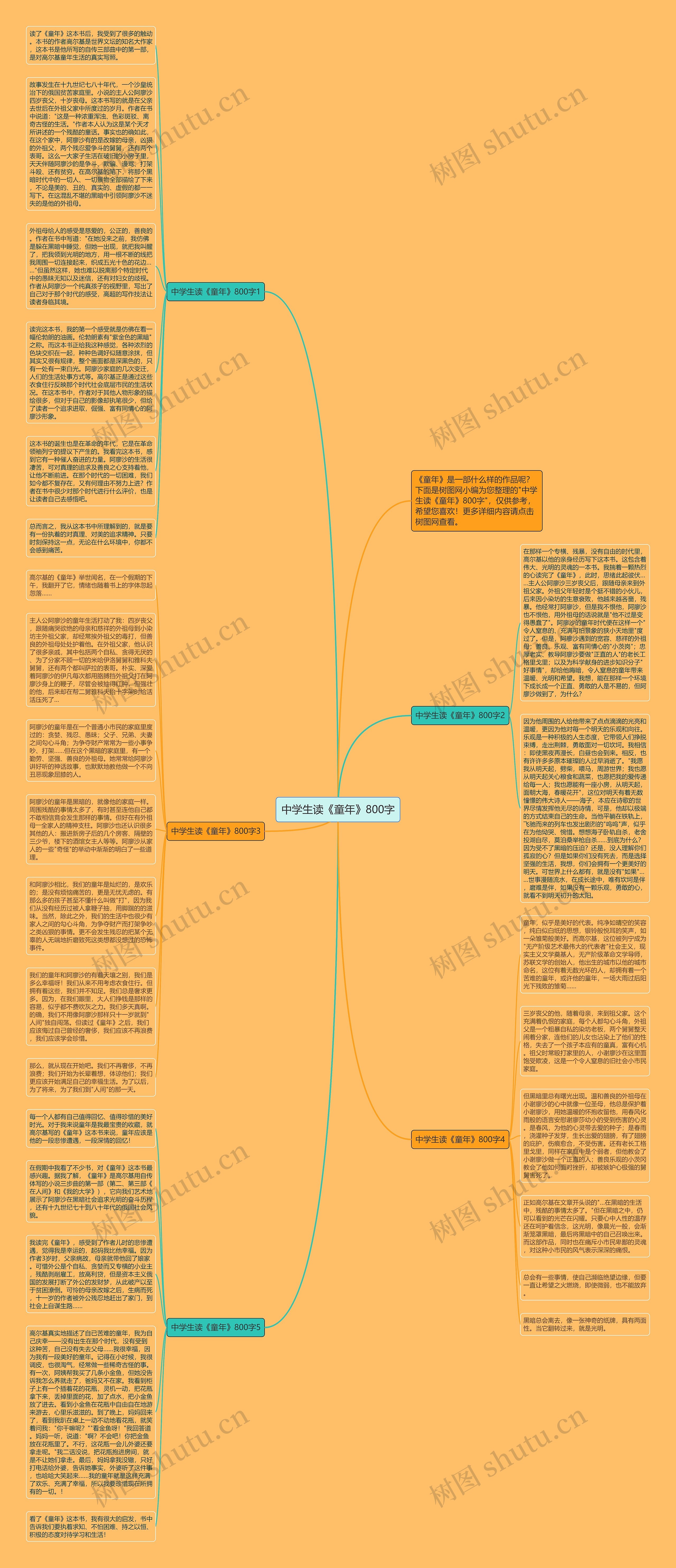 中学生读《童年》800字思维导图