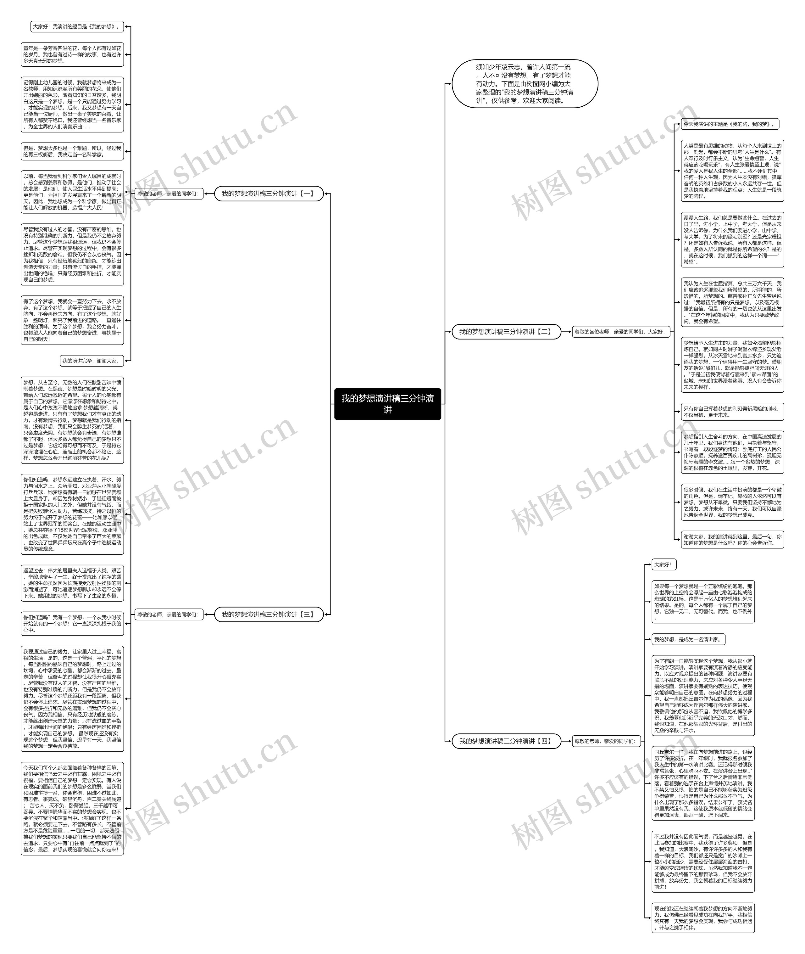 我的梦想演讲稿三分钟演讲思维导图