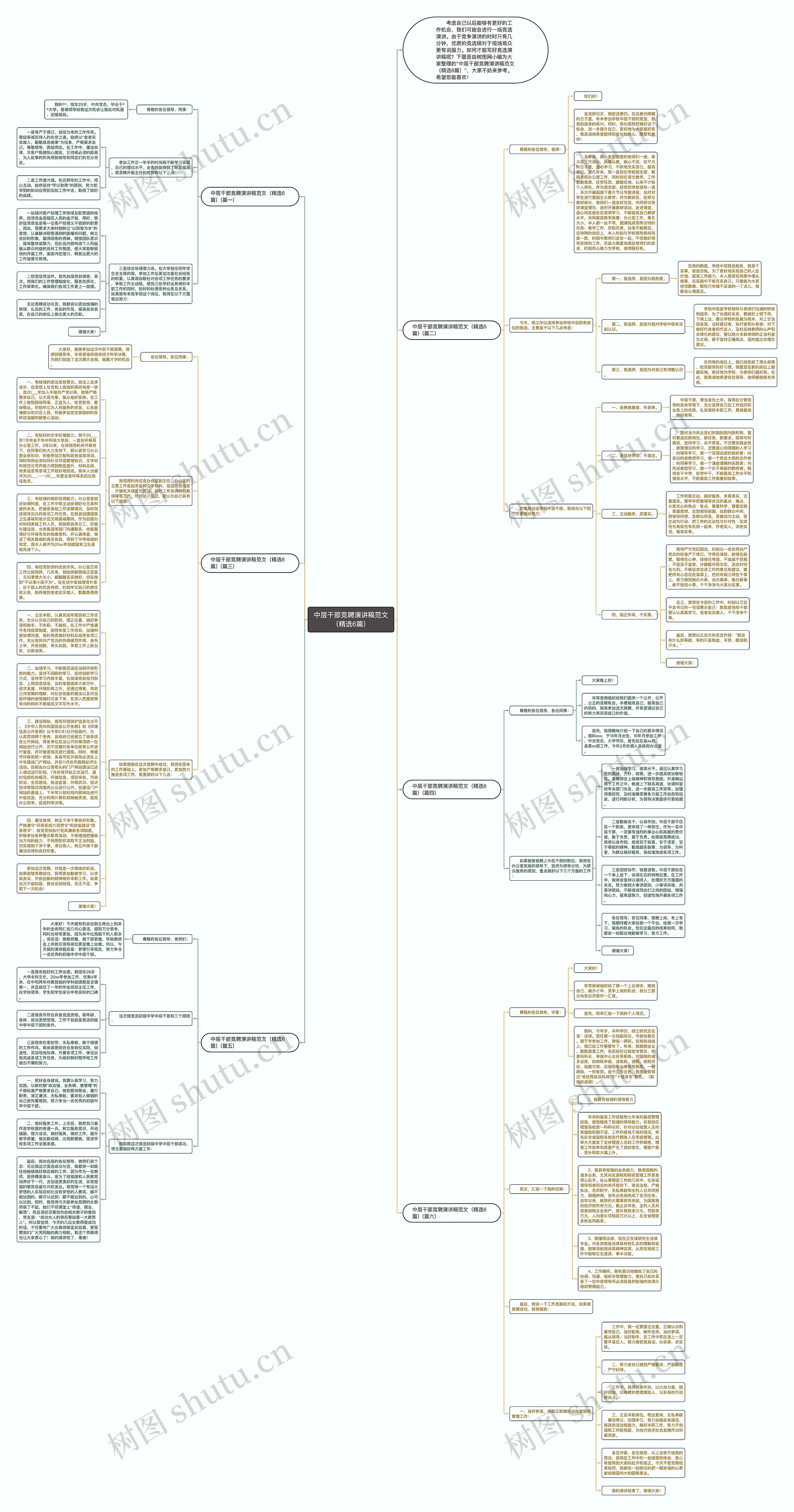 中层干部竞聘演讲稿范文（精选6篇）思维导图