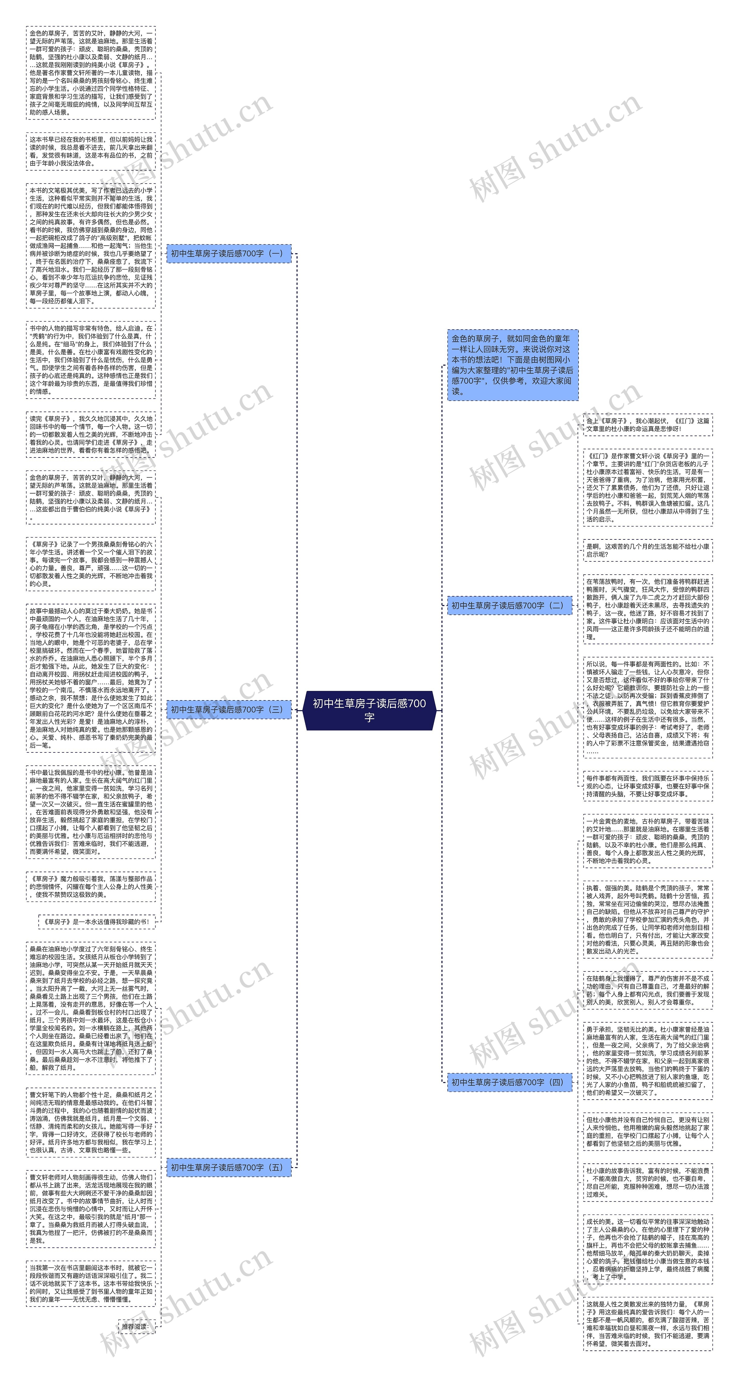 初中生草房子读后感700字思维导图