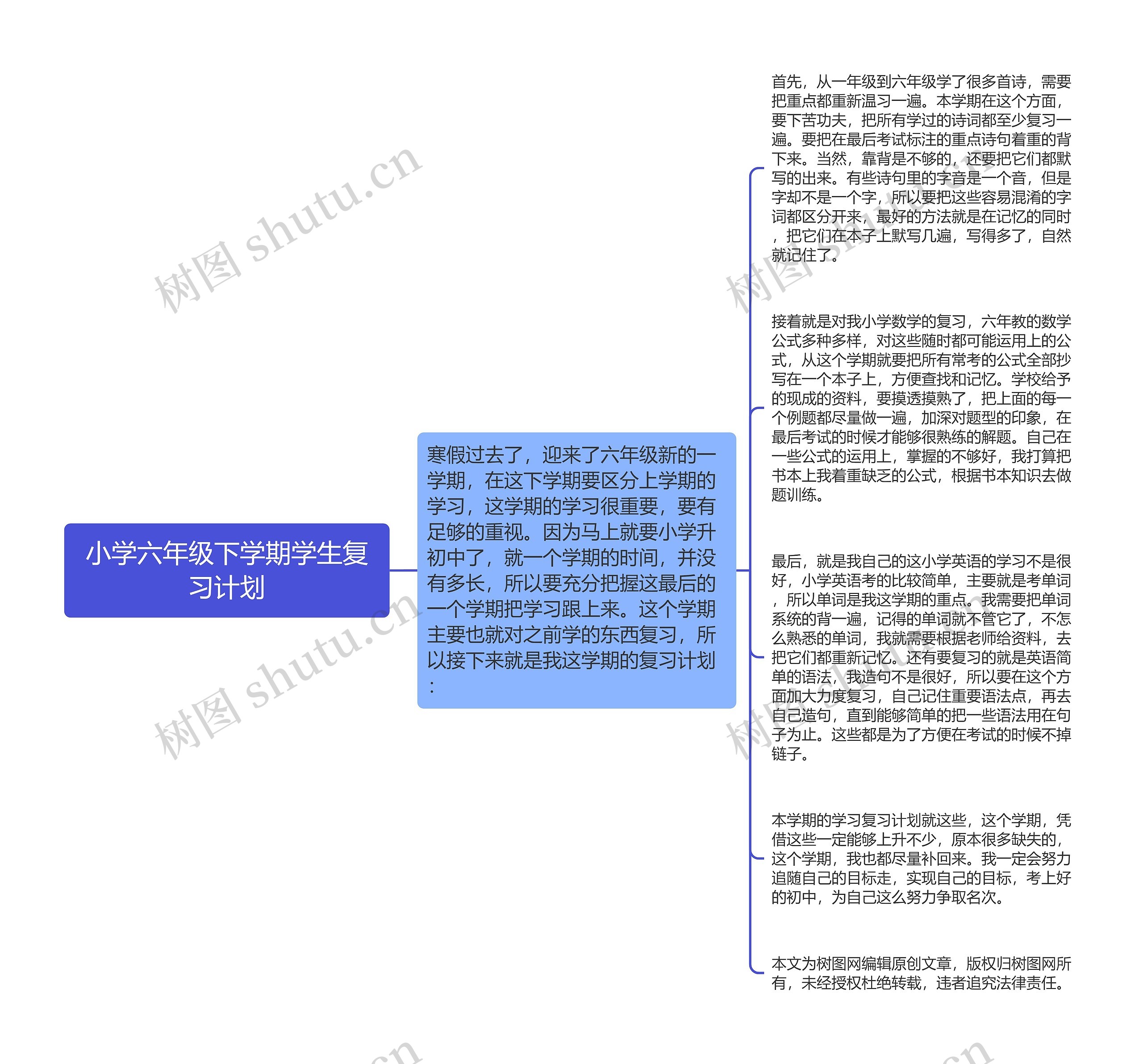 小学六年级下学期学生复习计划思维导图