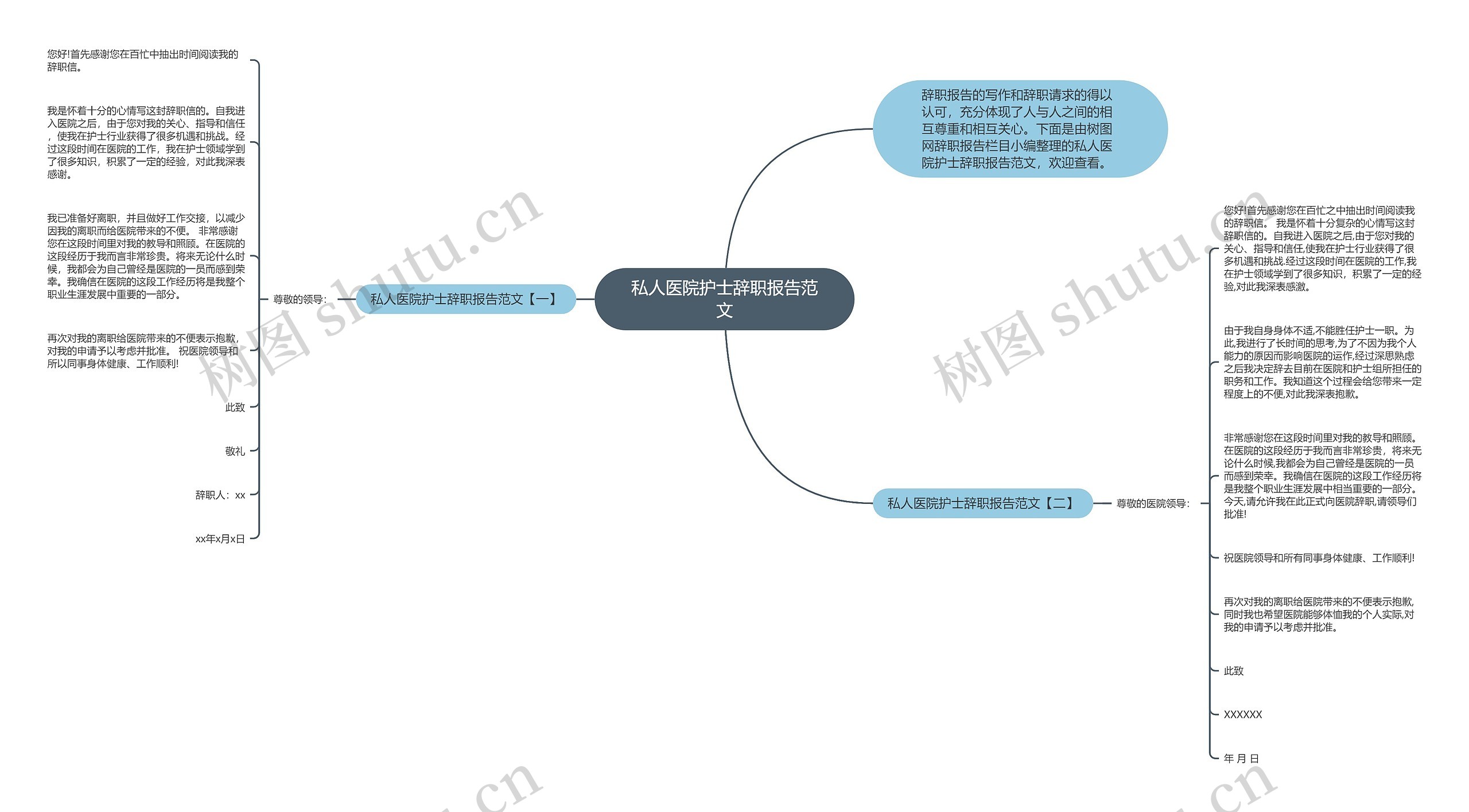 私人医院护士辞职报告范文思维导图